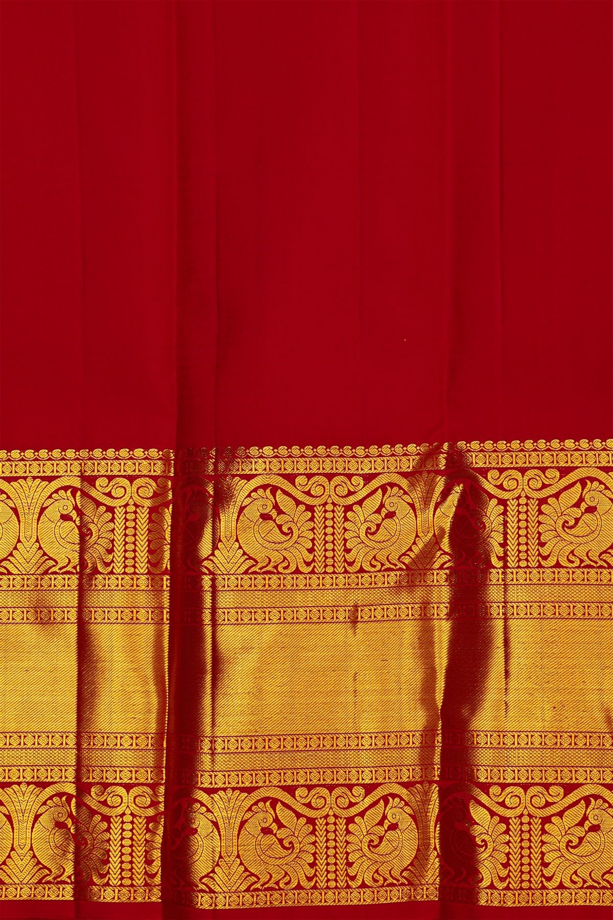 Kancheepuram Silk Mustard Saree With Big Buttis Body Long Contrast Border