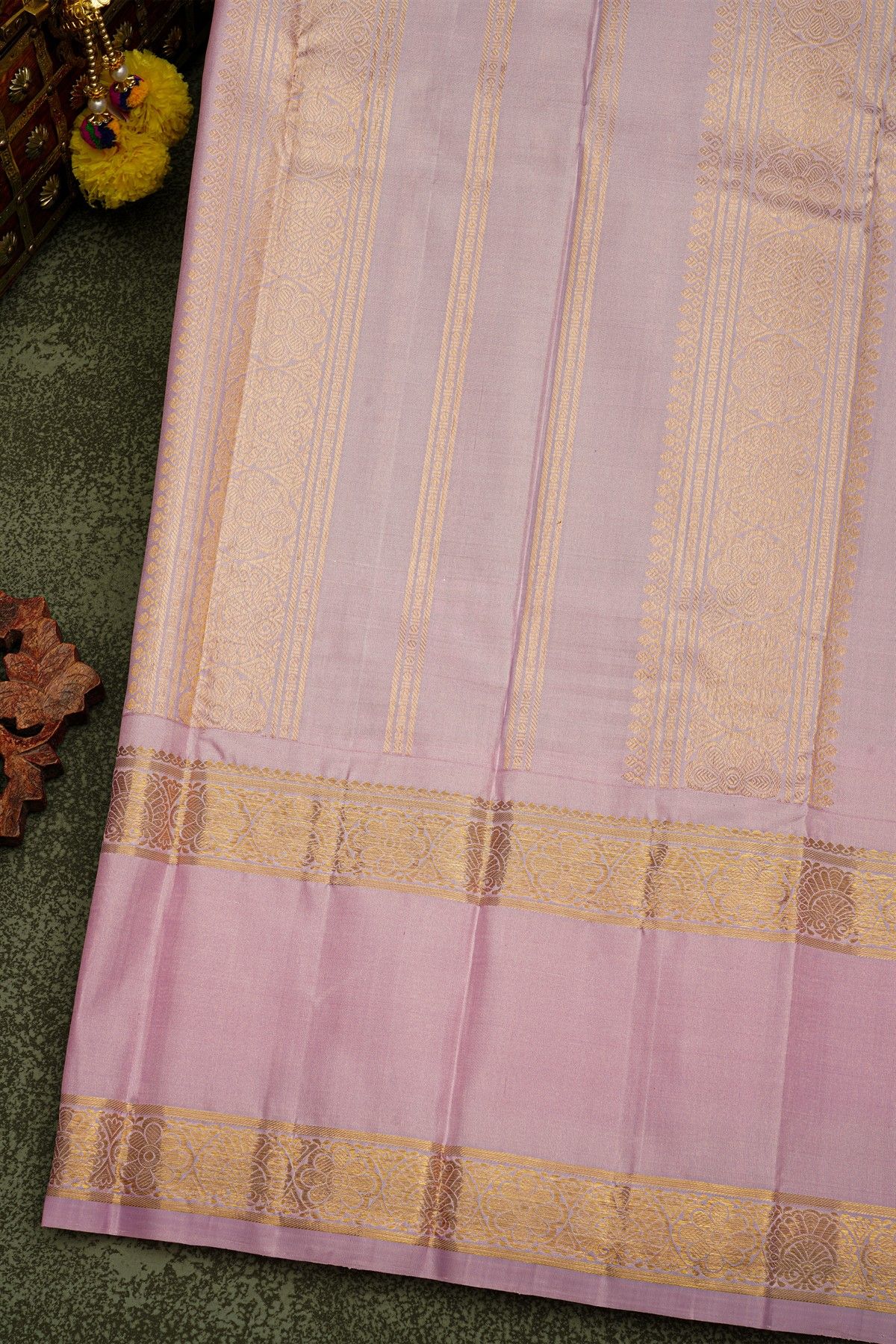 Kancheepuram Silk Wine Saree With Floral Buttis Body And Contrast Florals In Gap Border