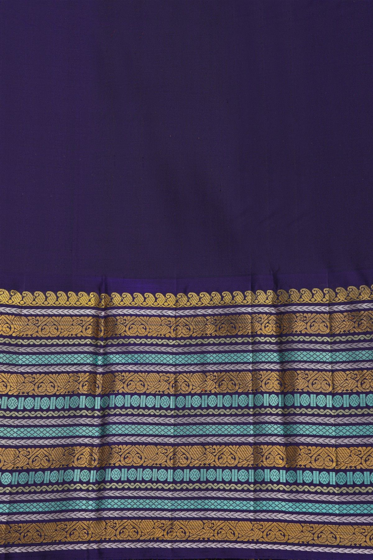 Kancheepuram Silk Sky Blue Saree With Thread Zari Border