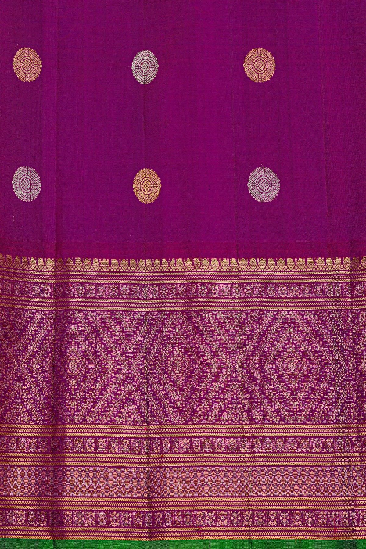 Gadwal Silk Purple Saree With Florals In Zari Checks Body
