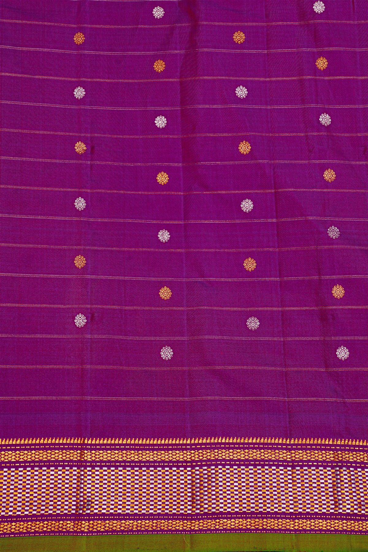 Gadwal Silk Red Saree With Florals In Zari Checks Body