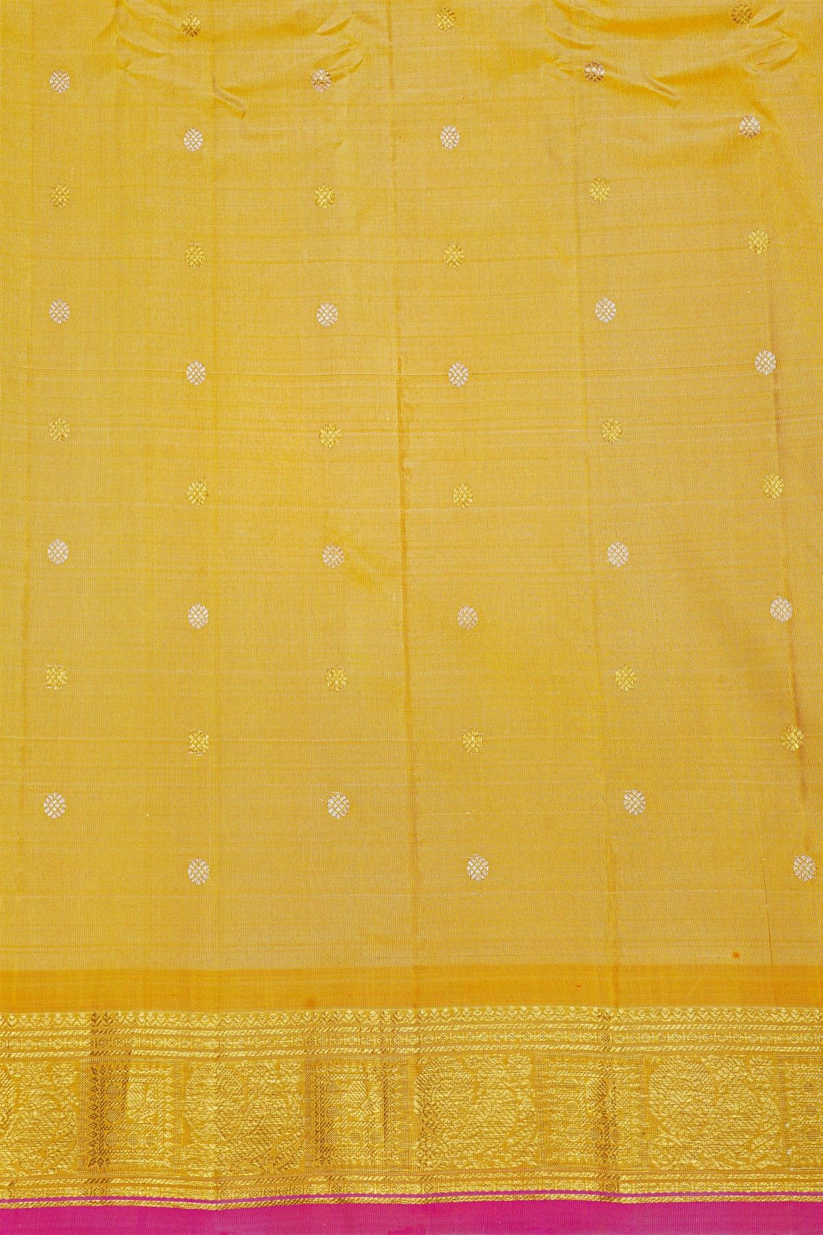 Gadwal Silk Peach Orange Saree With Florals And Leaves In Zari Body