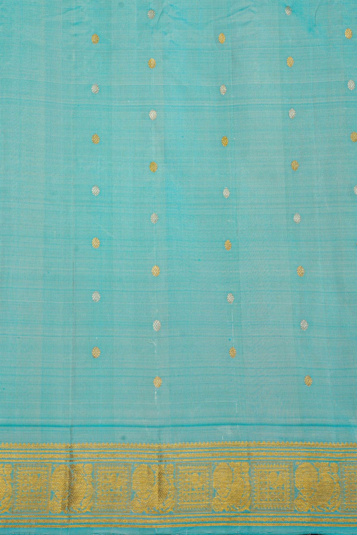 Gadwal Silk Grey Saree With Florals And Leaves In Checks Body