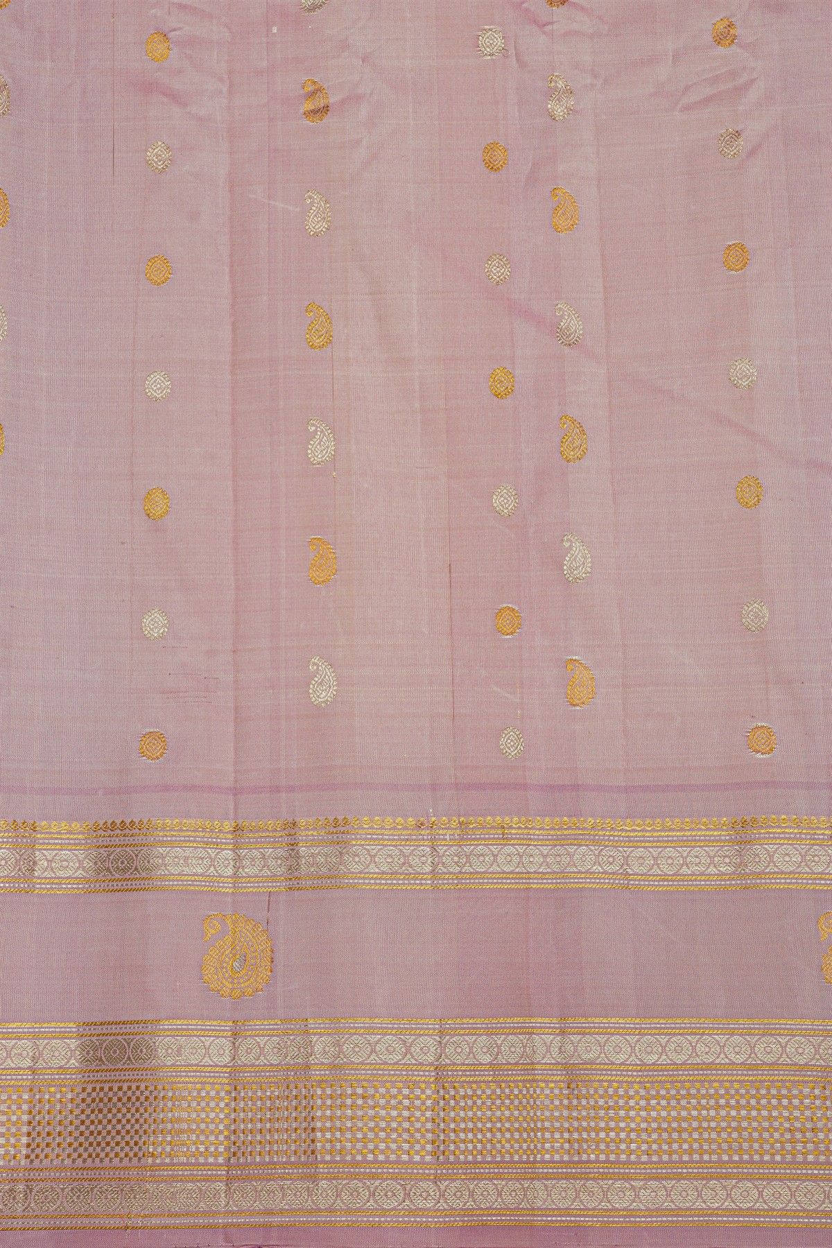 Gadwal Silk Grey Saree With Florals And Paisleys In Checks Body