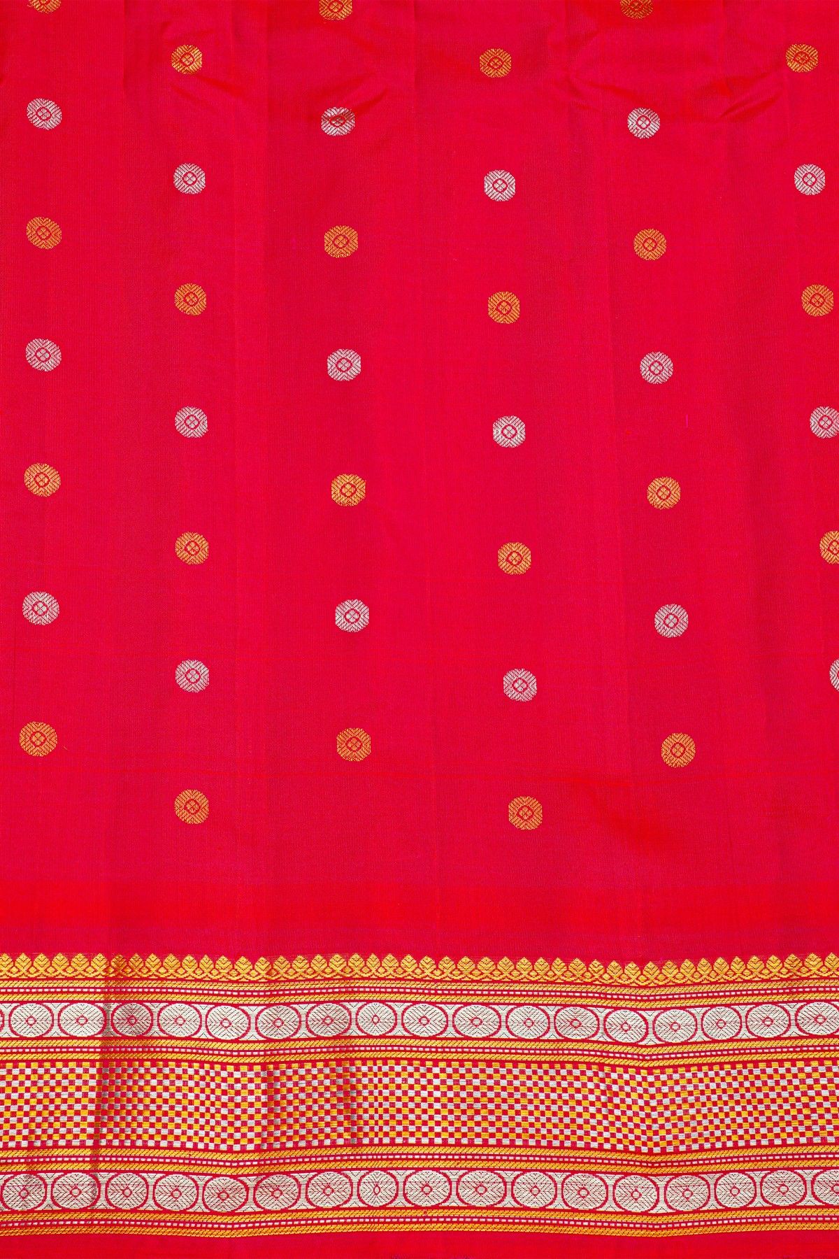 Gadwal Silk Navy Blue Saree With Floral Buttis In Zari Body