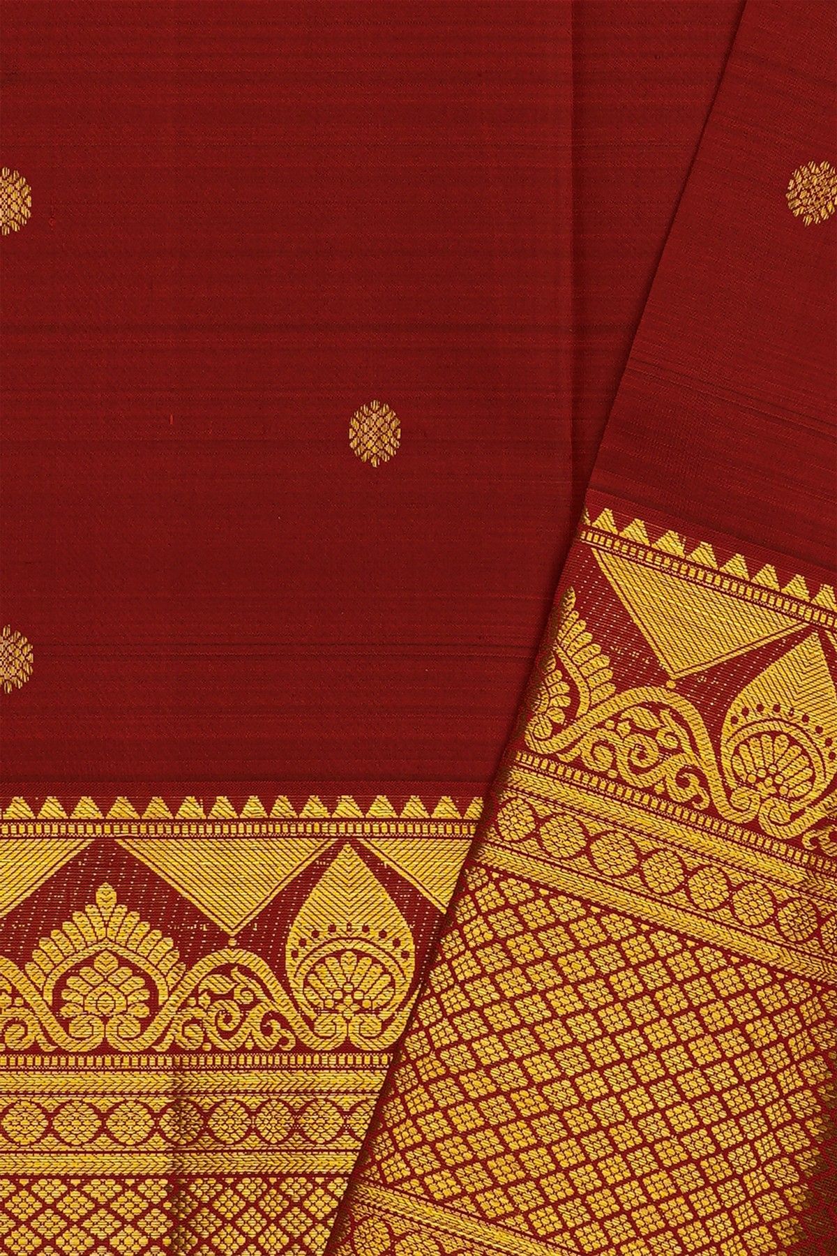 Kancheepuram Silk Maroon Saree With Self Border