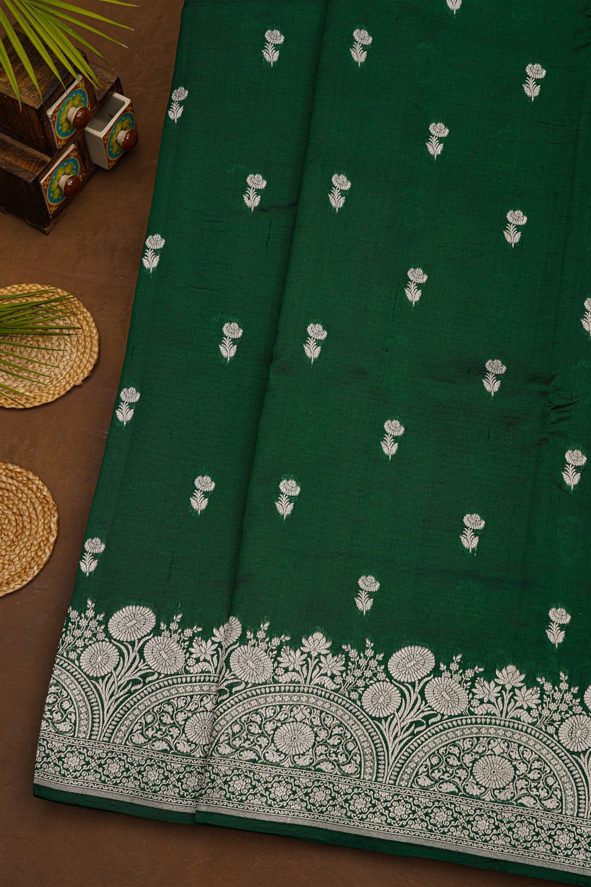 Fancy Matka Silk Bottle Green Saree