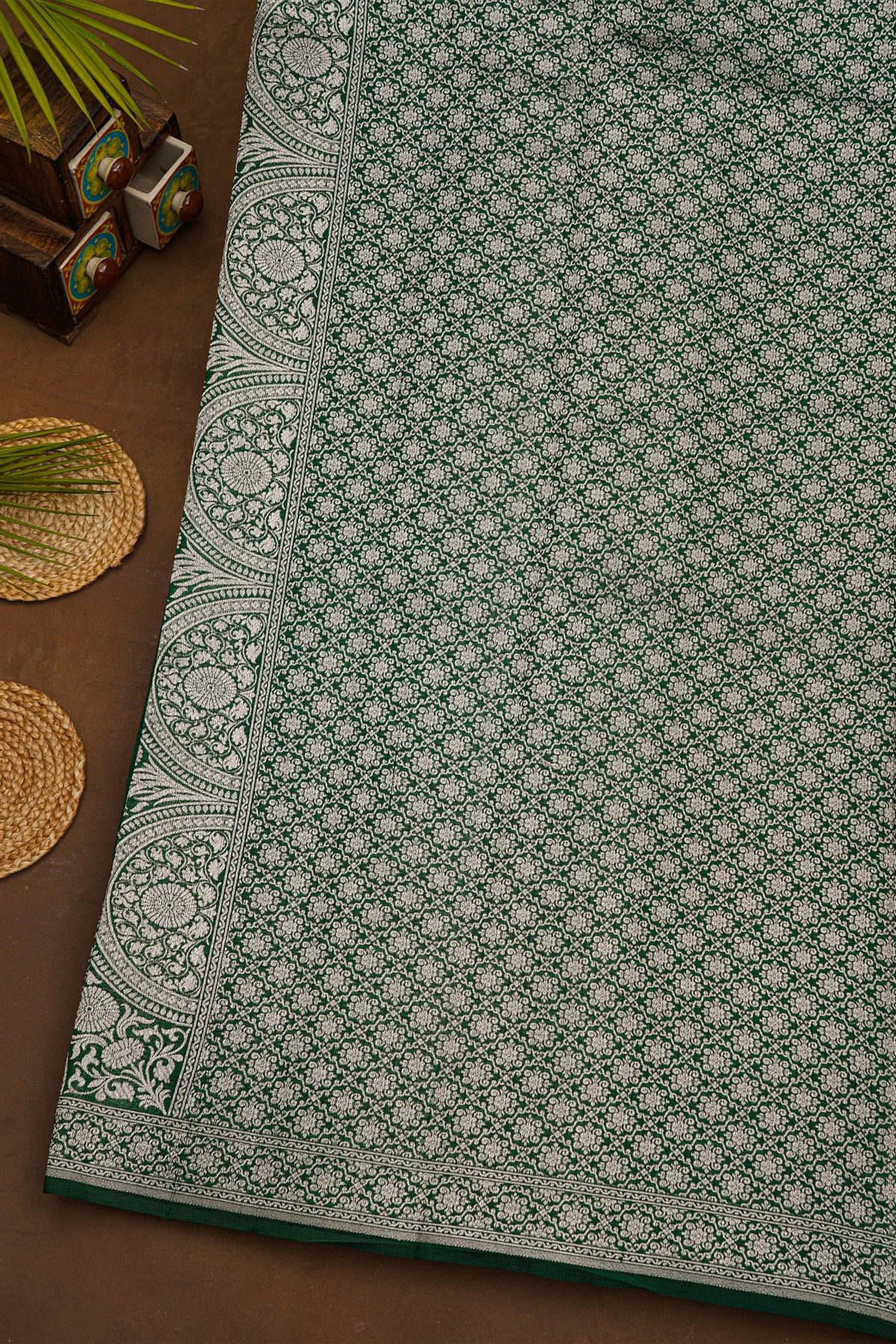Fancy Matka Silk Bottle Green Saree