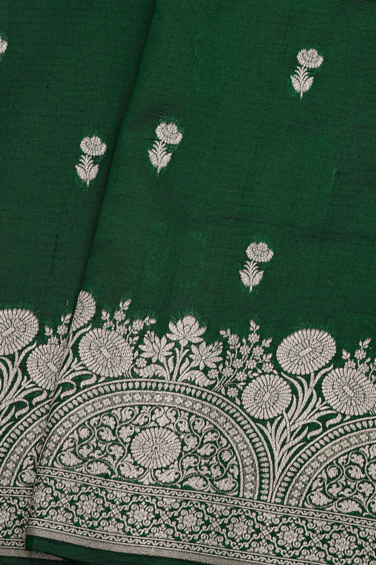 Fancy Matka Silk Bottle Green Saree