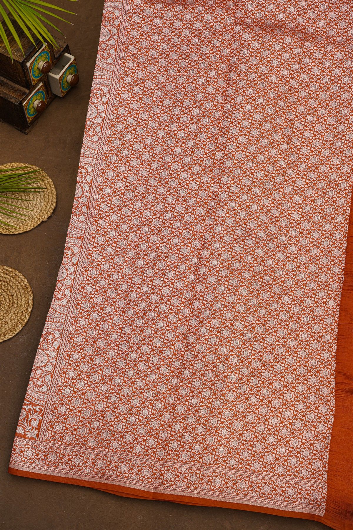 Fancy Matka Silk Rust Orange Saree