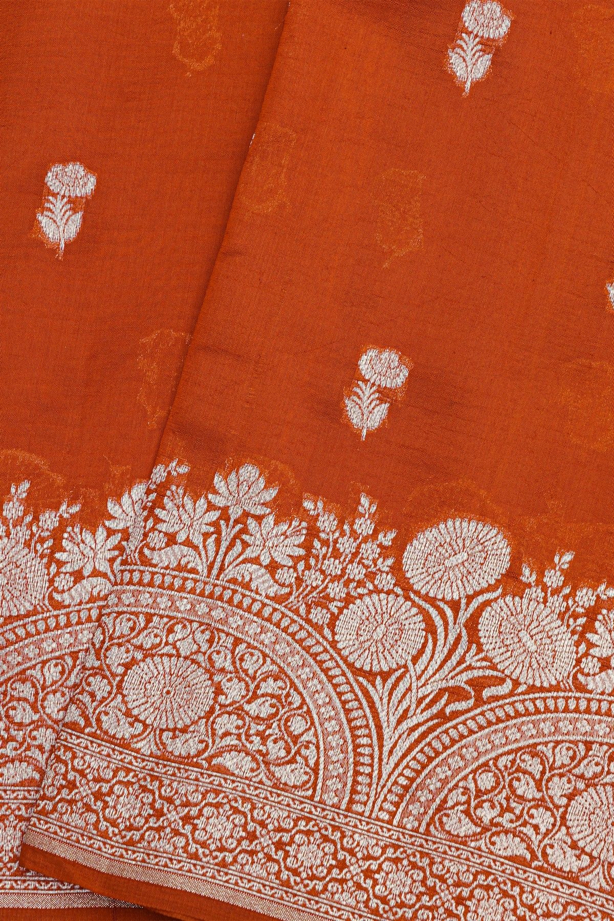 Fancy Matka Silk Rust Orange Saree