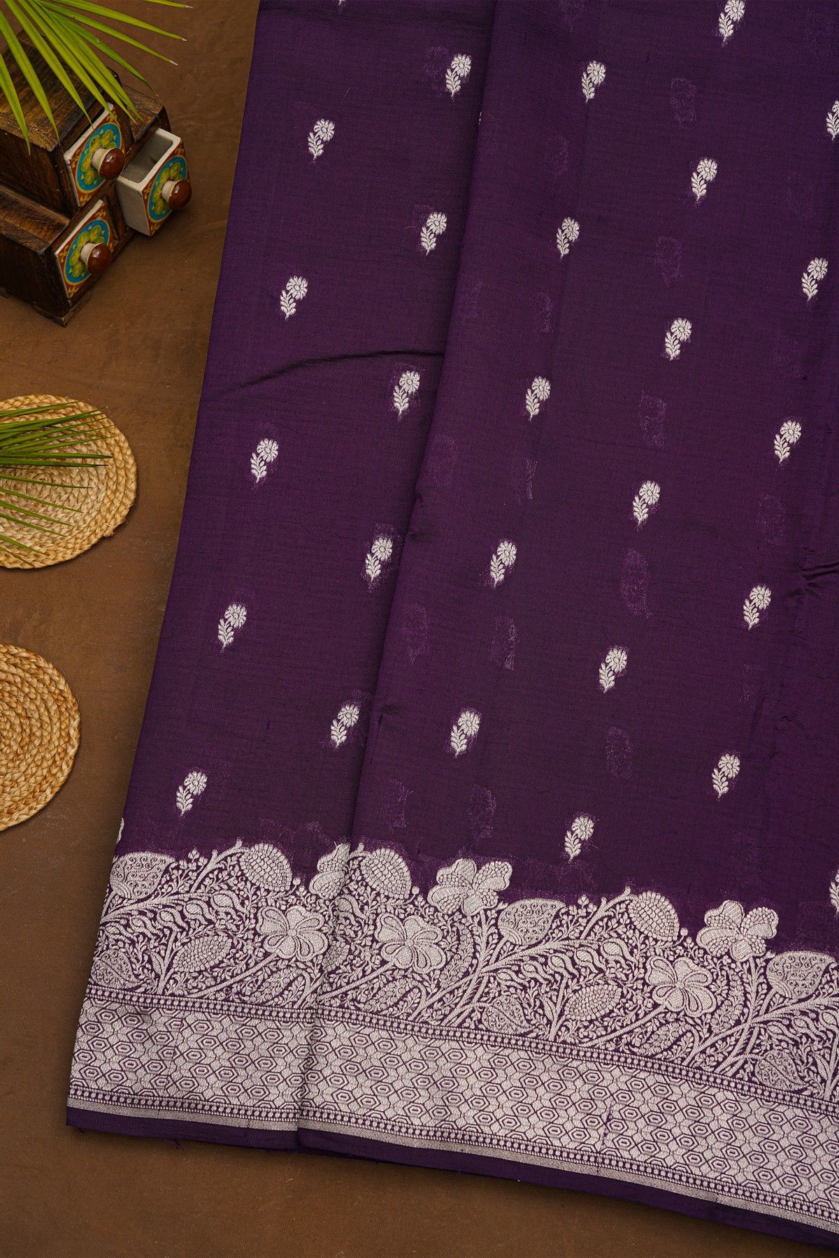Fancy Matka Silk Dark Violet Saree