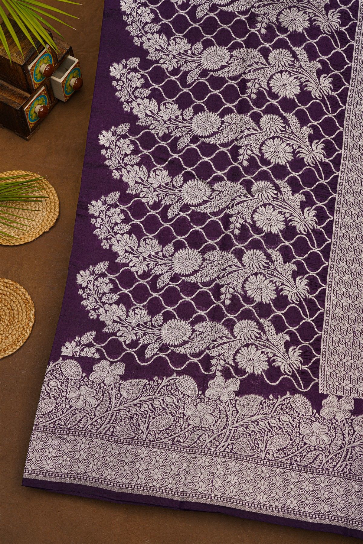 Fancy Matka Silk Dark Violet Saree