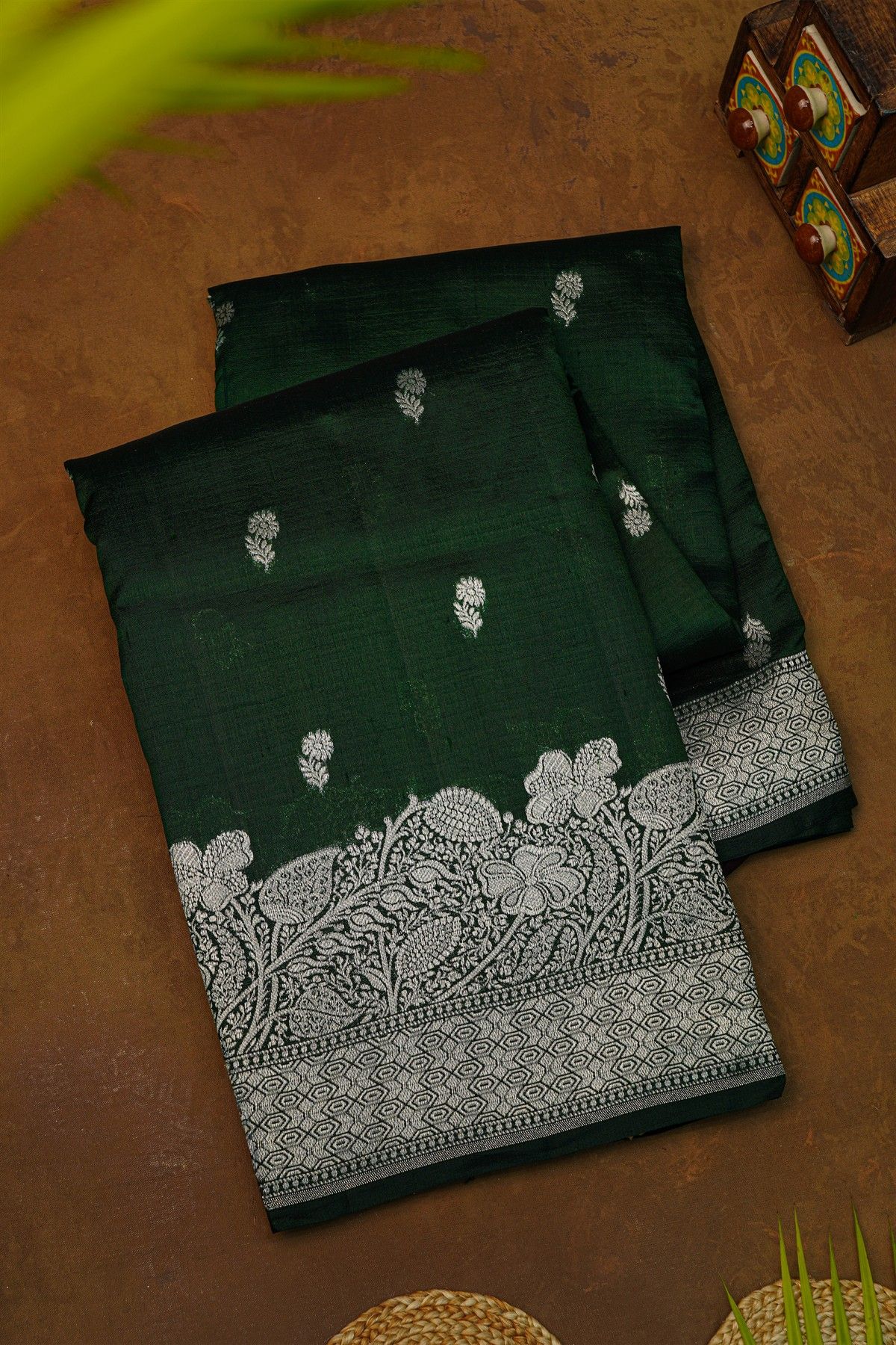 Fancy Matka Silk Bottle Green Saree