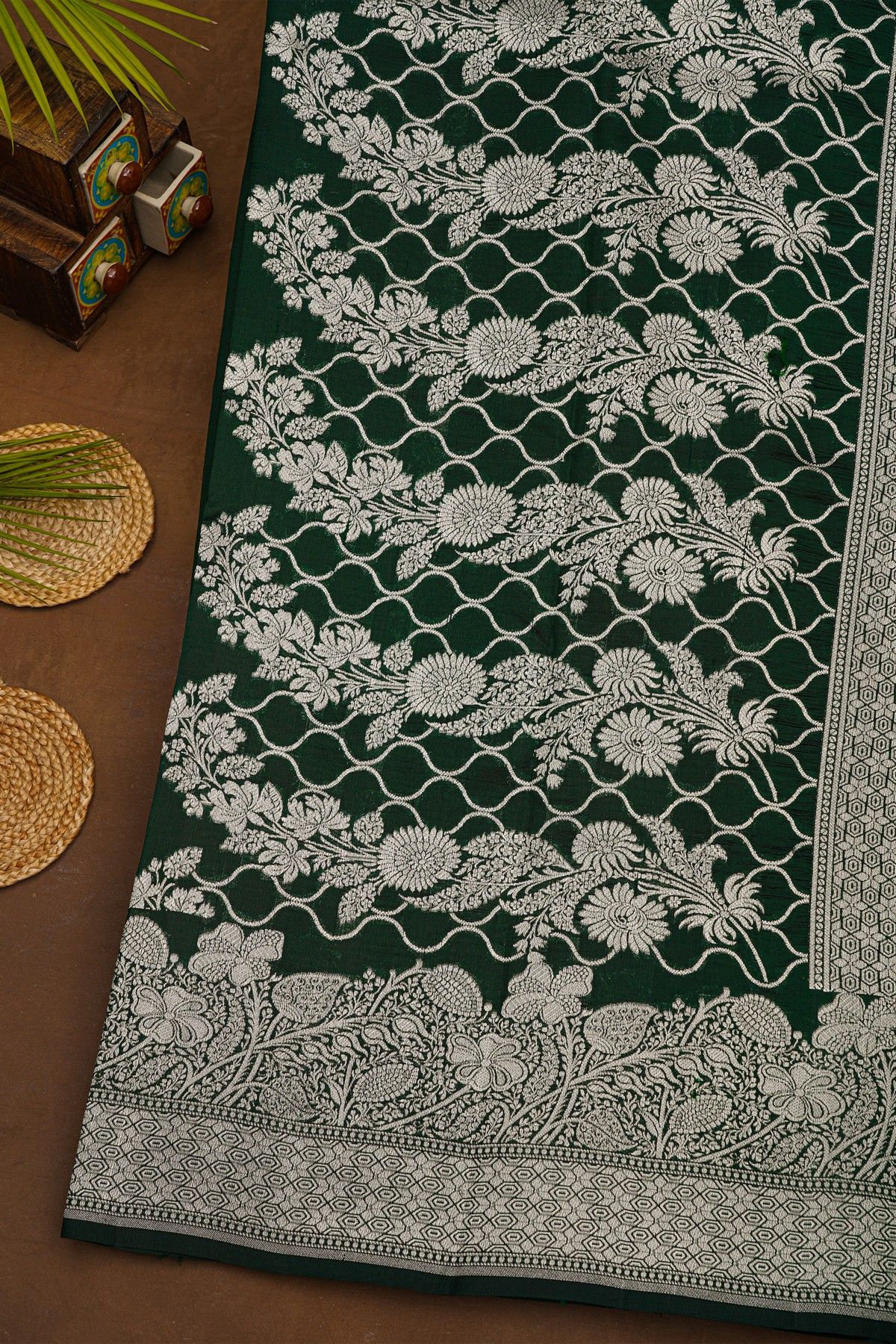 Fancy Matka Silk Bottle Green Saree