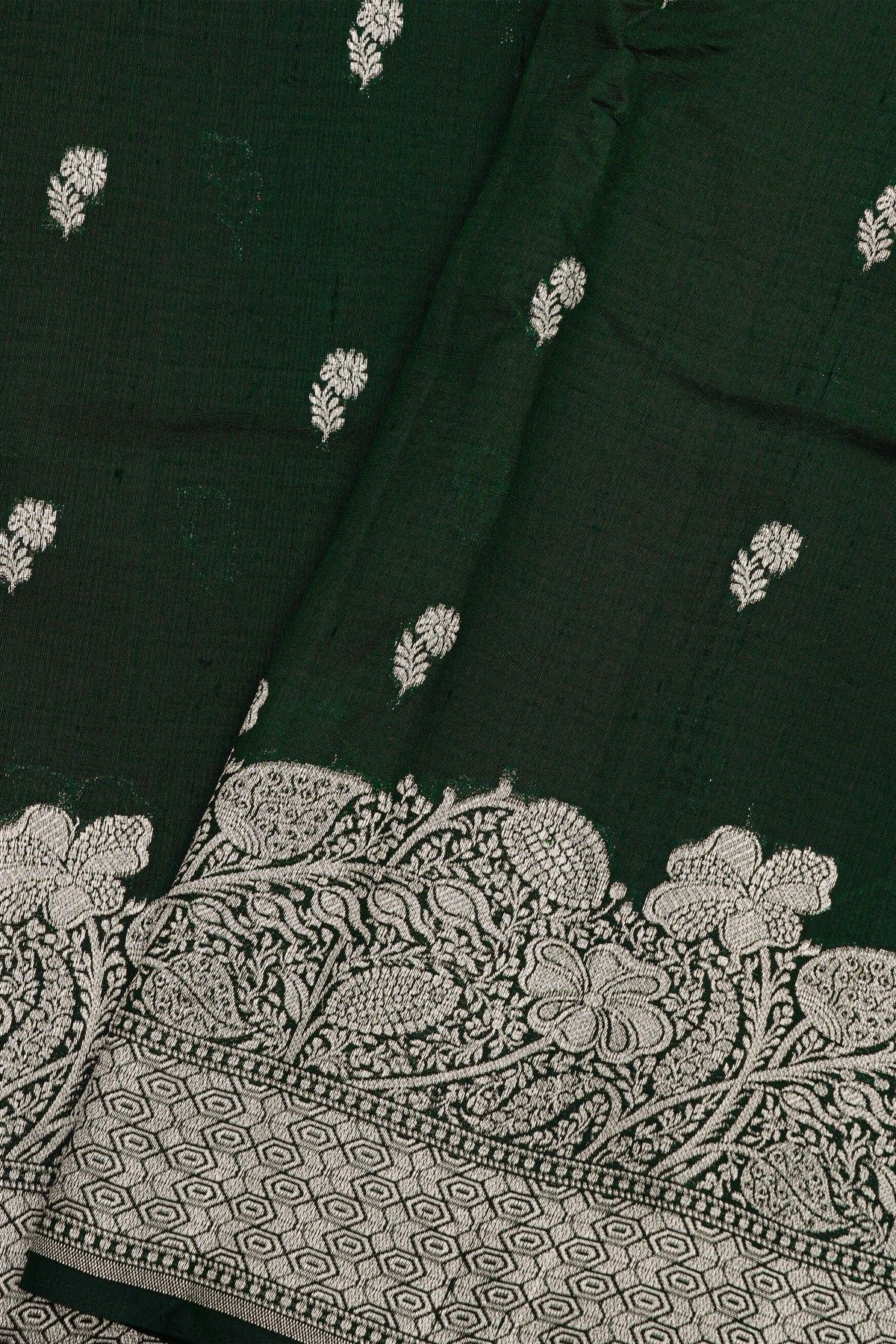 Fancy Matka Silk Bottle Green Saree