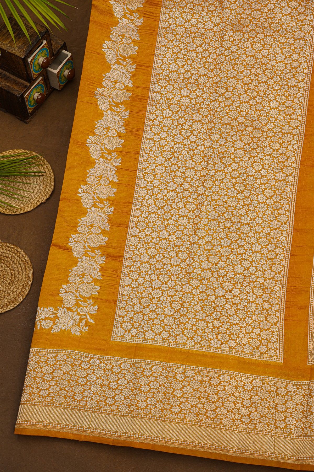 Fancy Matka Silk Mustard Yellow Saree