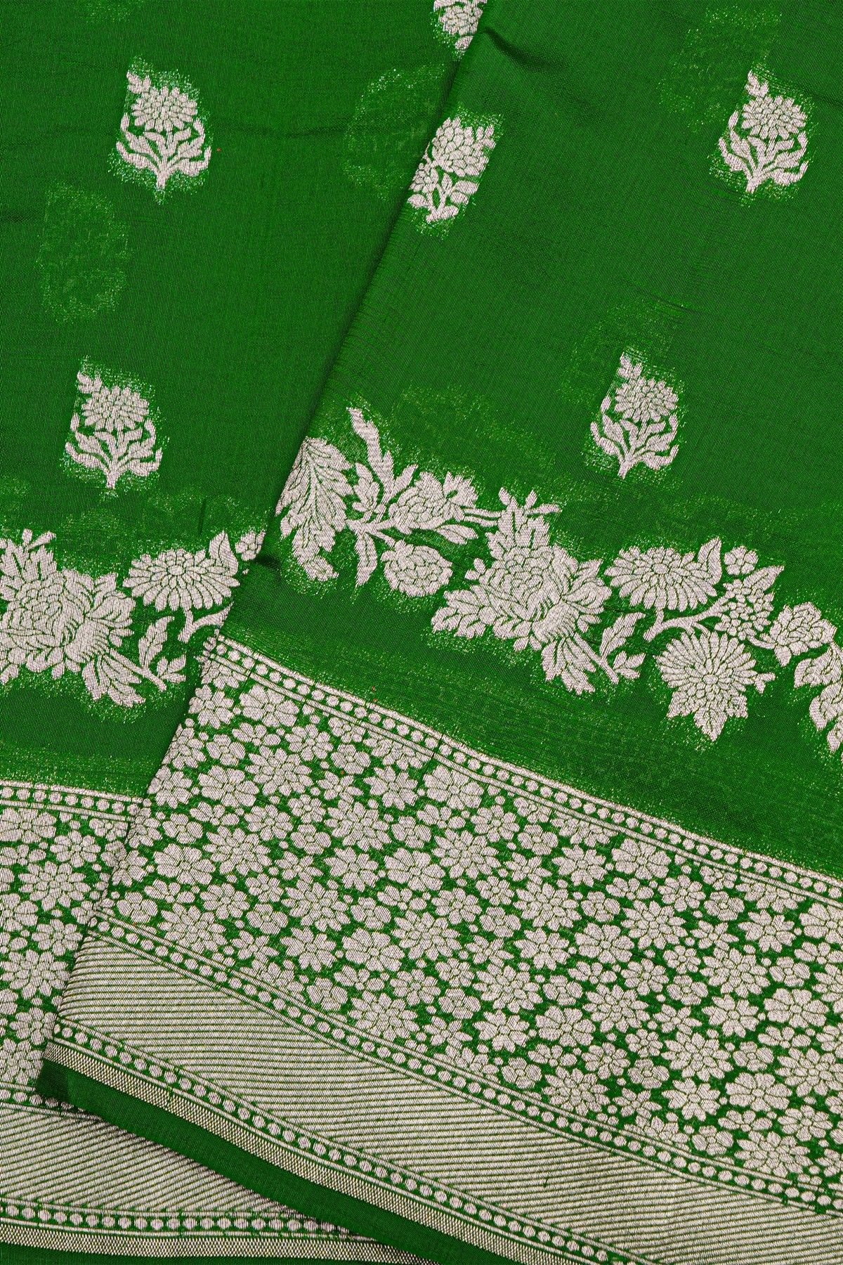 Fancy Matka Silk Leaf Green Saree