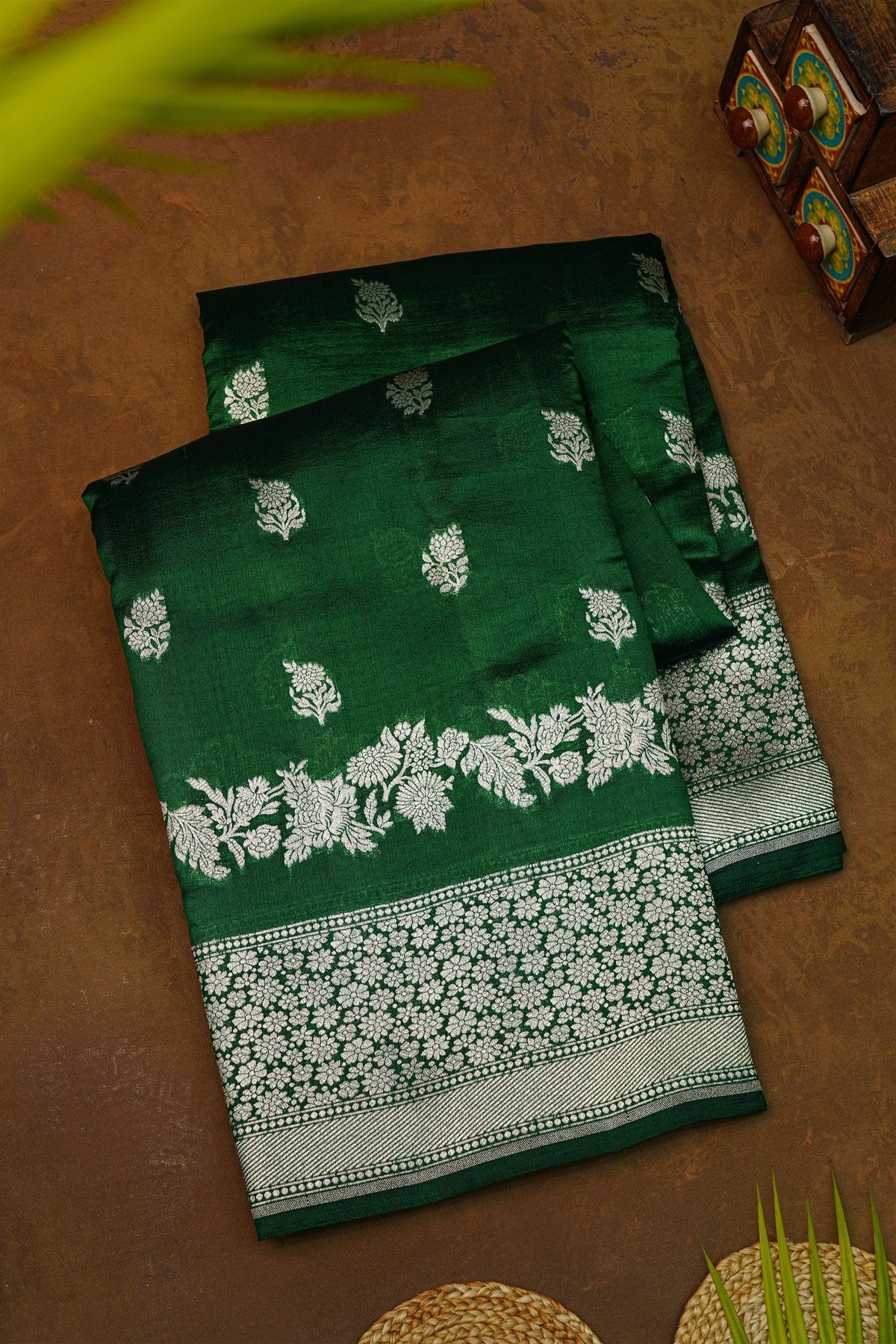 Fancy Matka Silk Bottle Green Saree