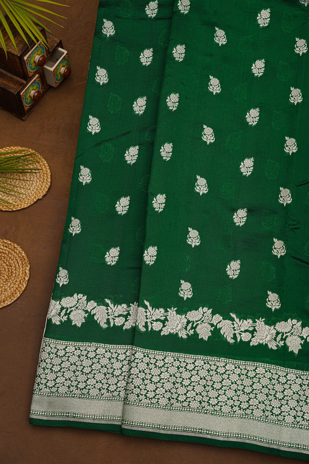 Fancy Matka Silk Bottle Green Saree