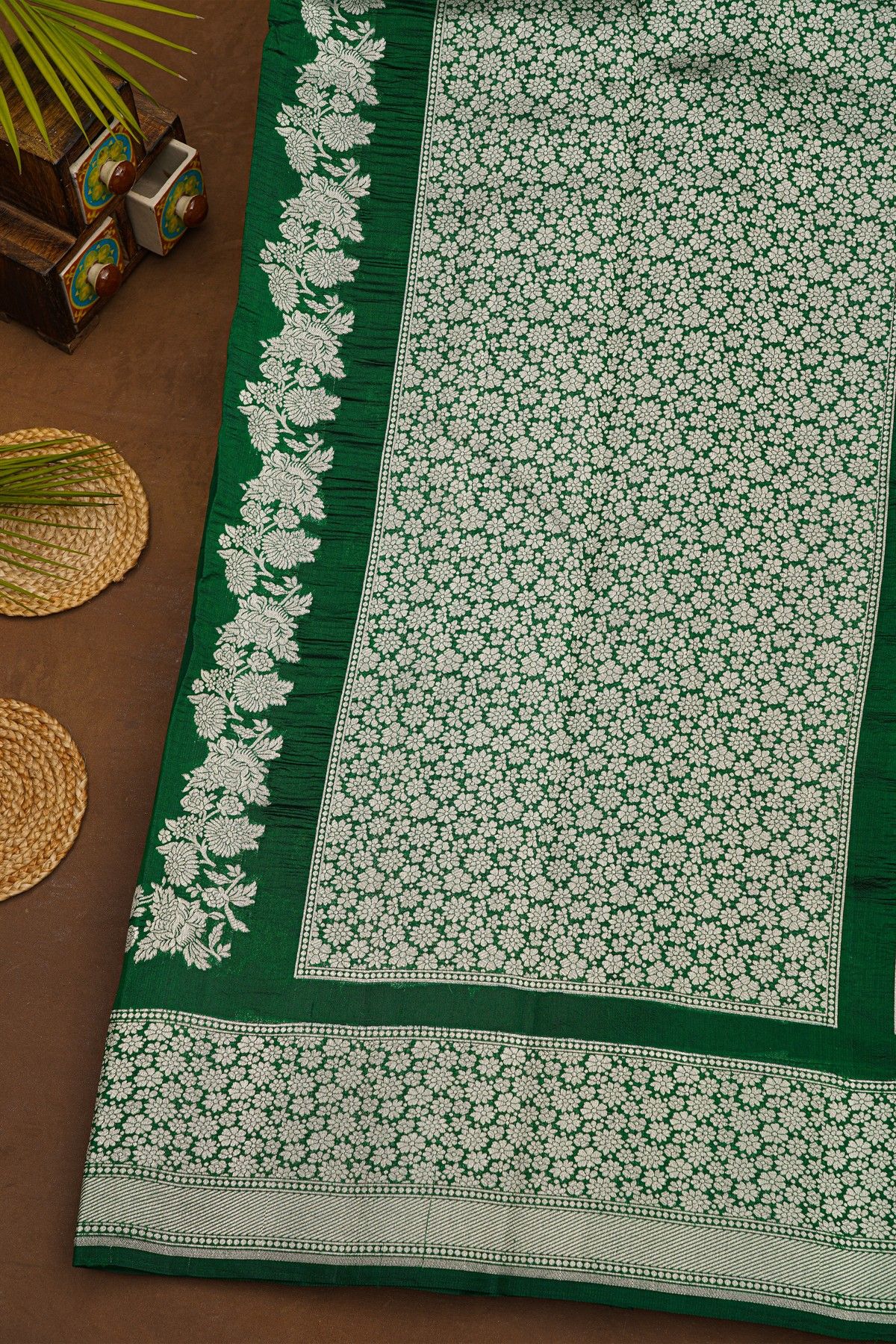 Fancy Matka Silk Bottle Green Saree
