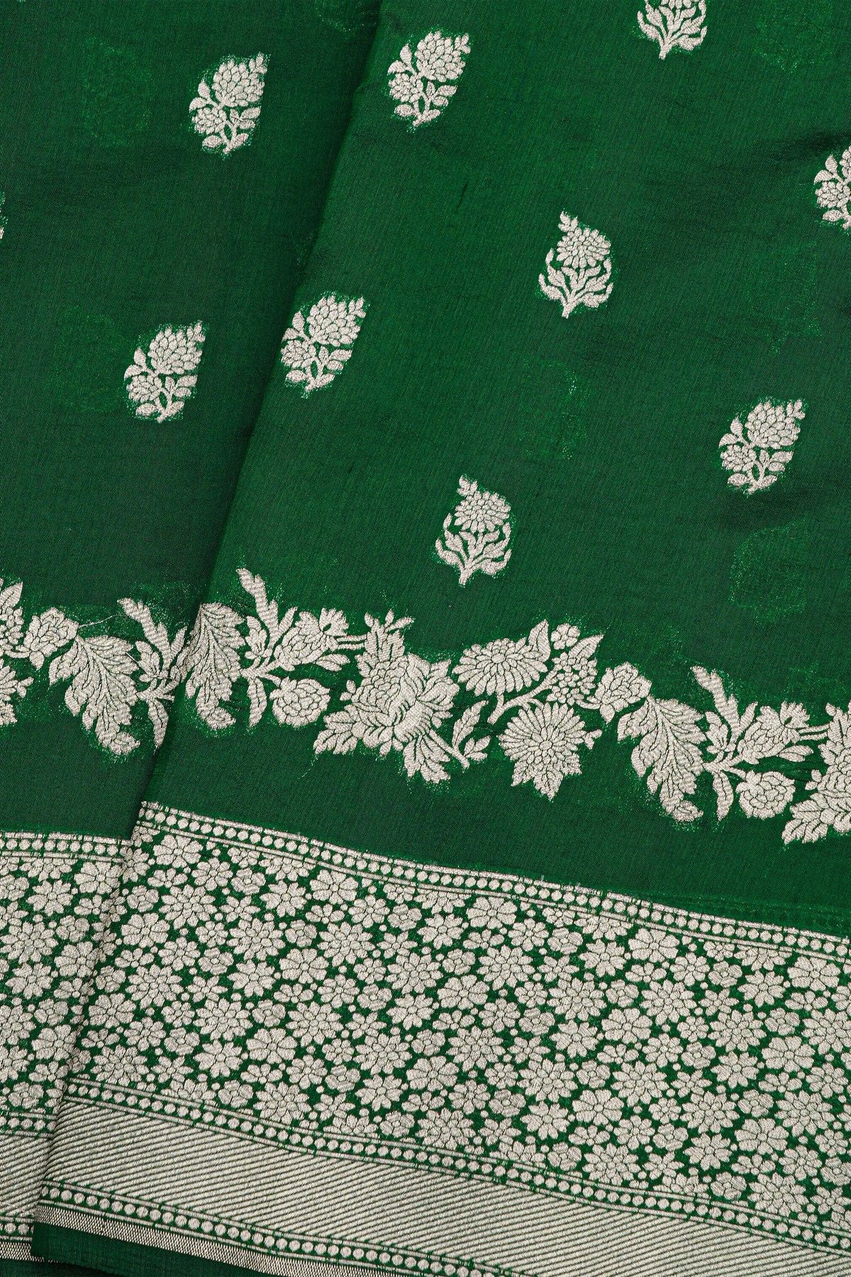Fancy Matka Silk Bottle Green Saree