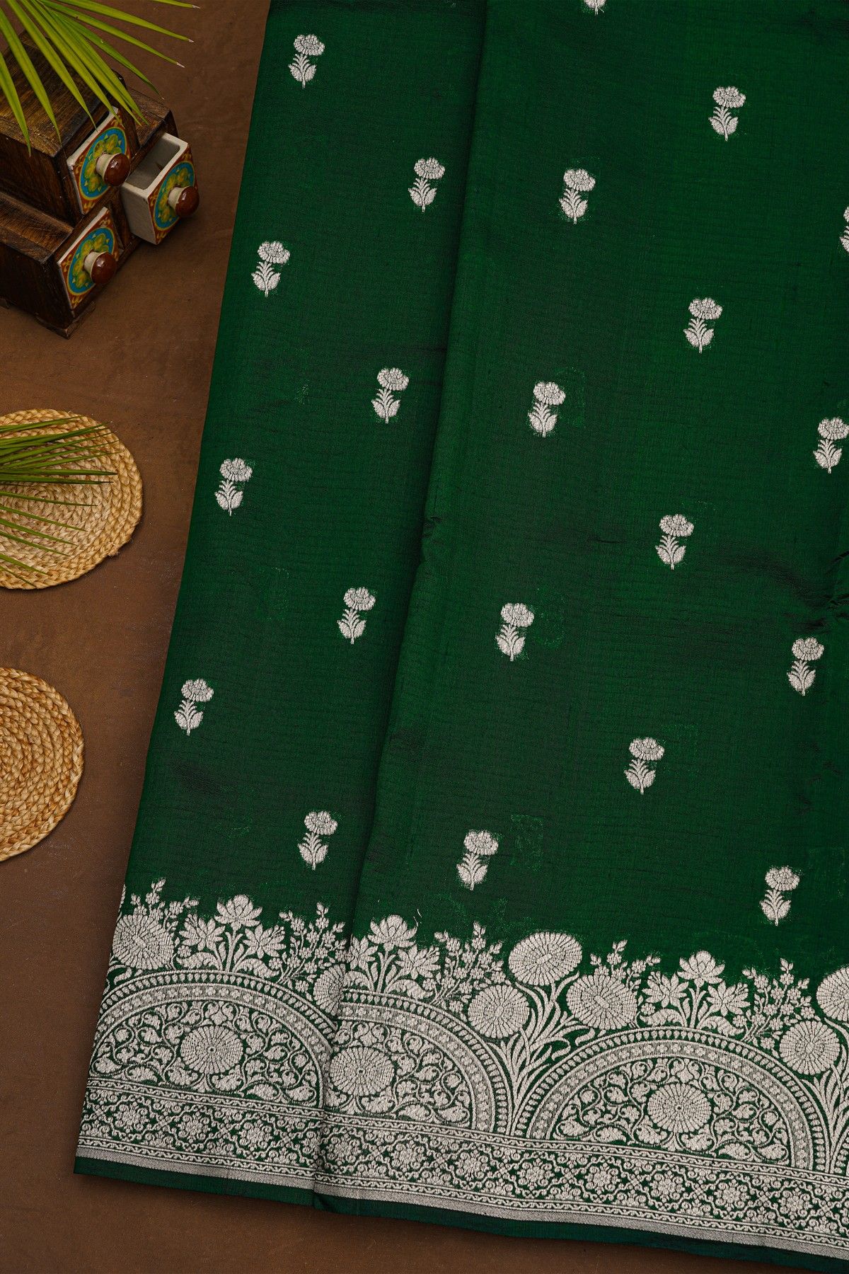 Fancy Matka Silk Bottle Green Saree