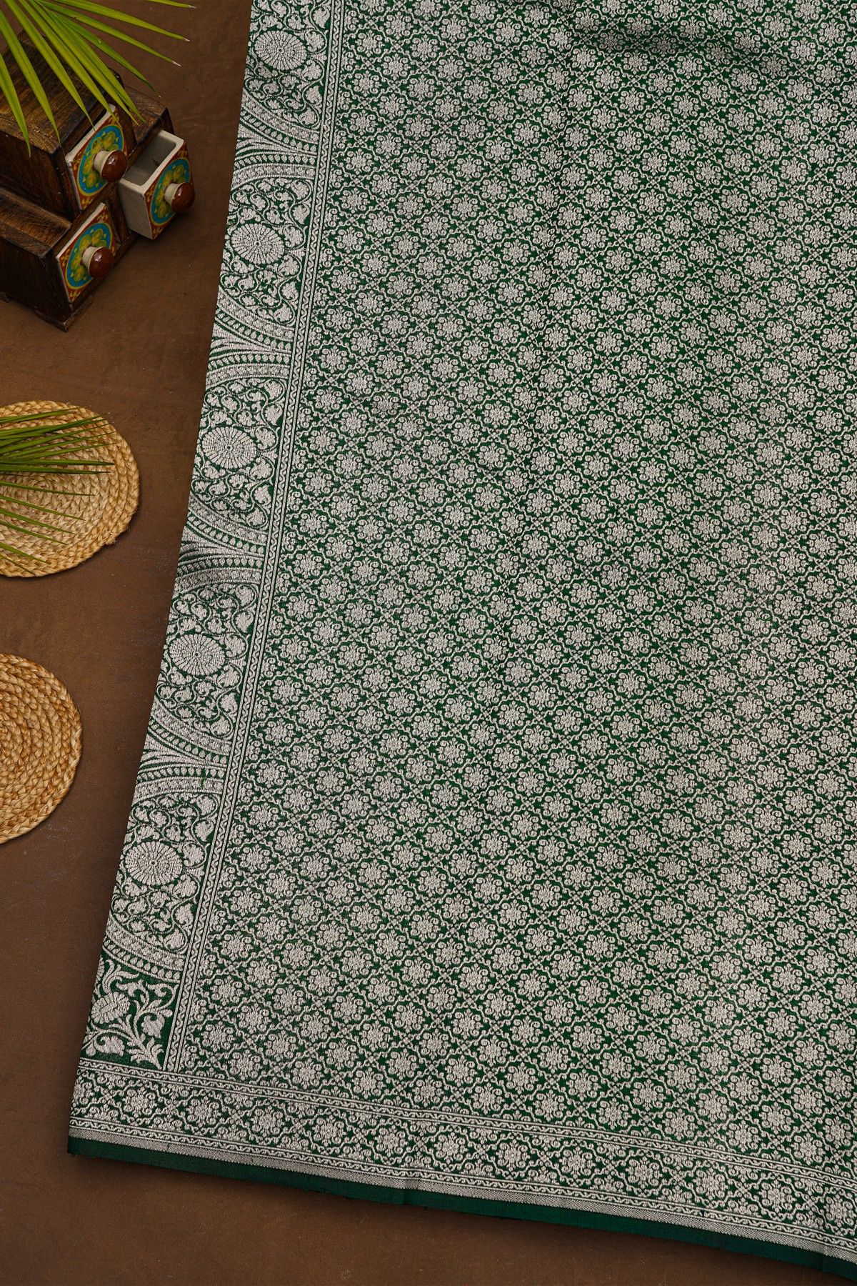 Fancy Matka Silk Bottle Green Saree