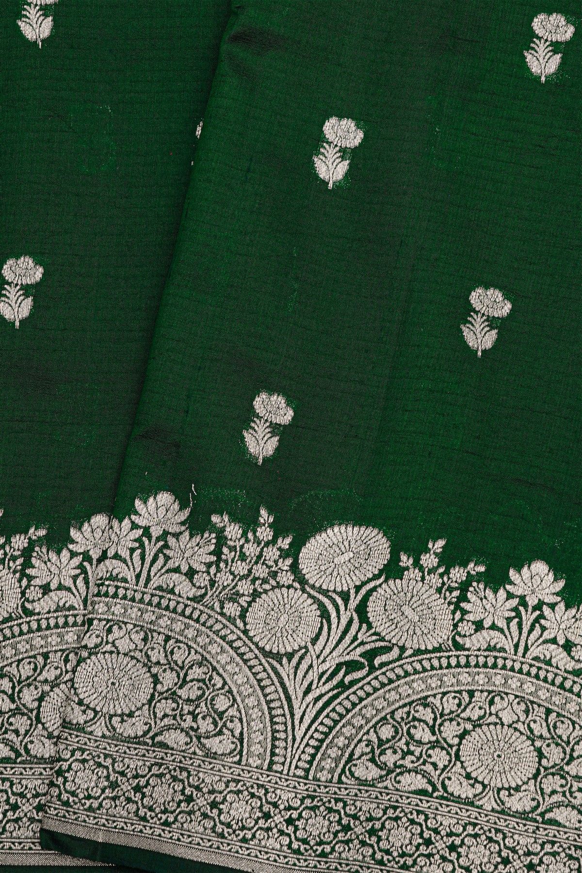 Fancy Matka Silk Bottle Green Saree