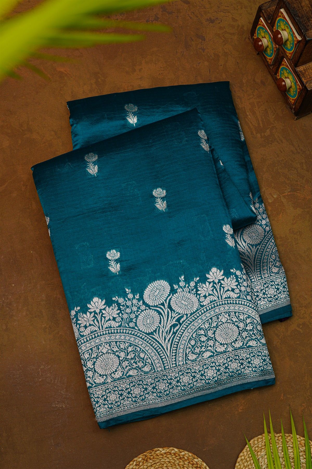 Fancy Matka Silk Teal Blue Saree