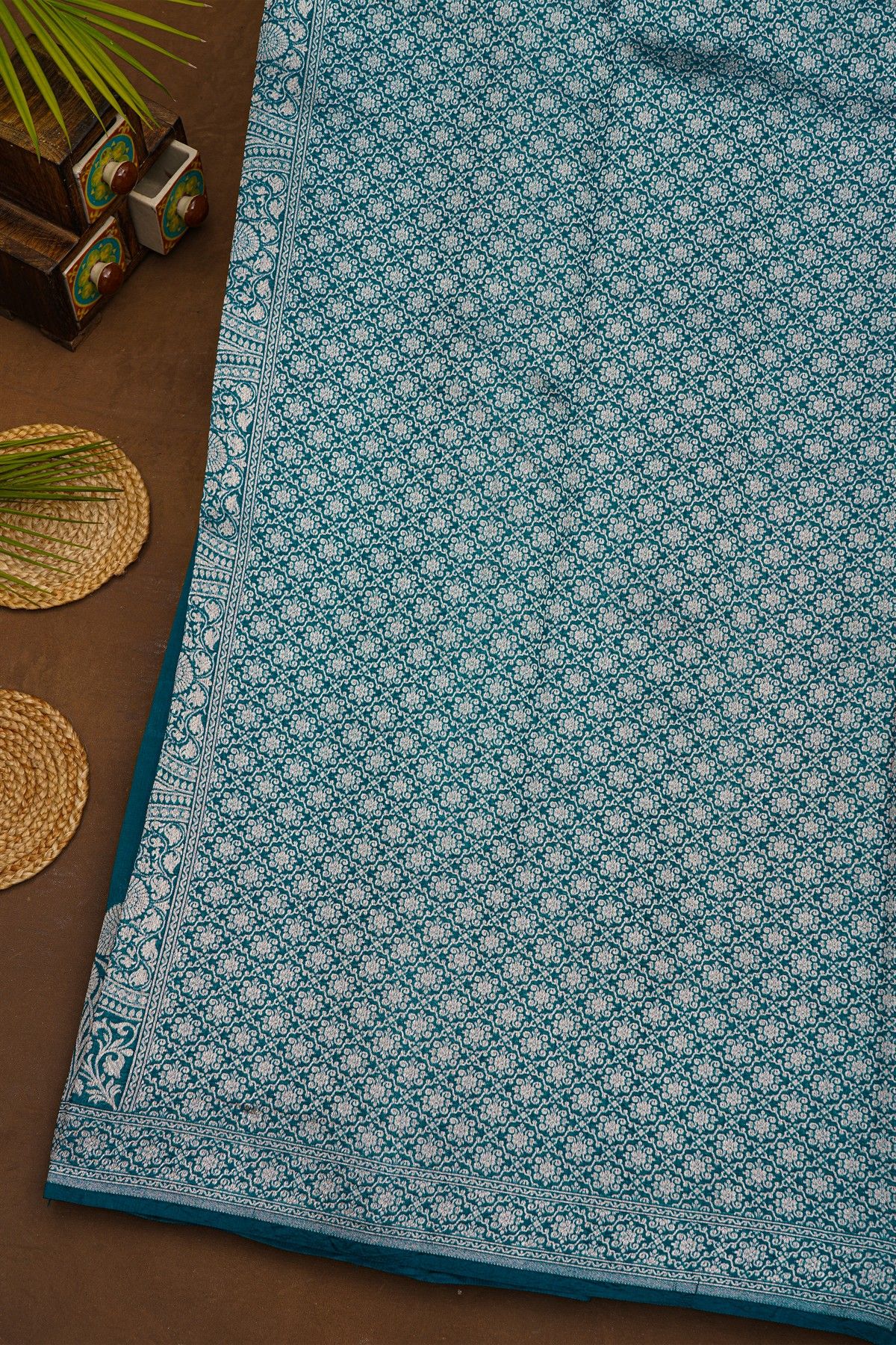Fancy Matka Silk Teal Blue Saree