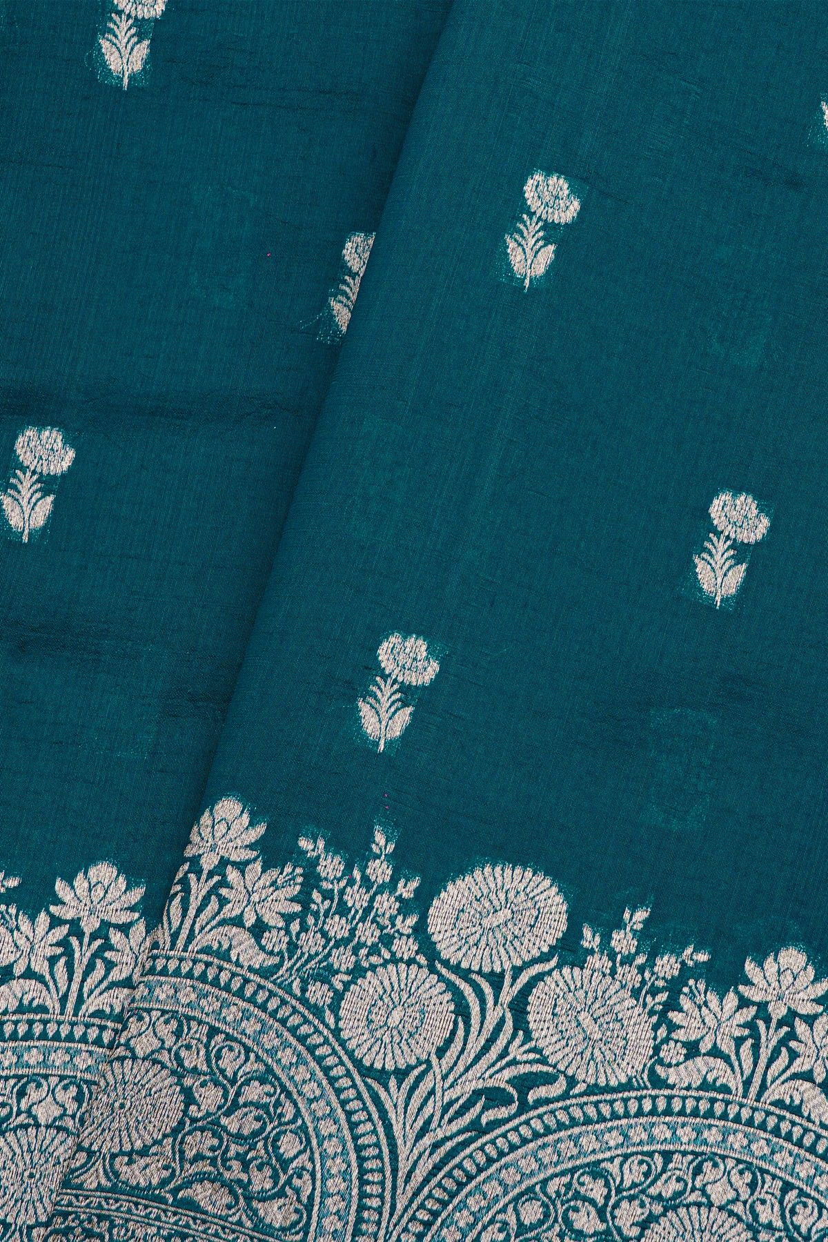 Fancy Matka Silk Teal Blue Saree