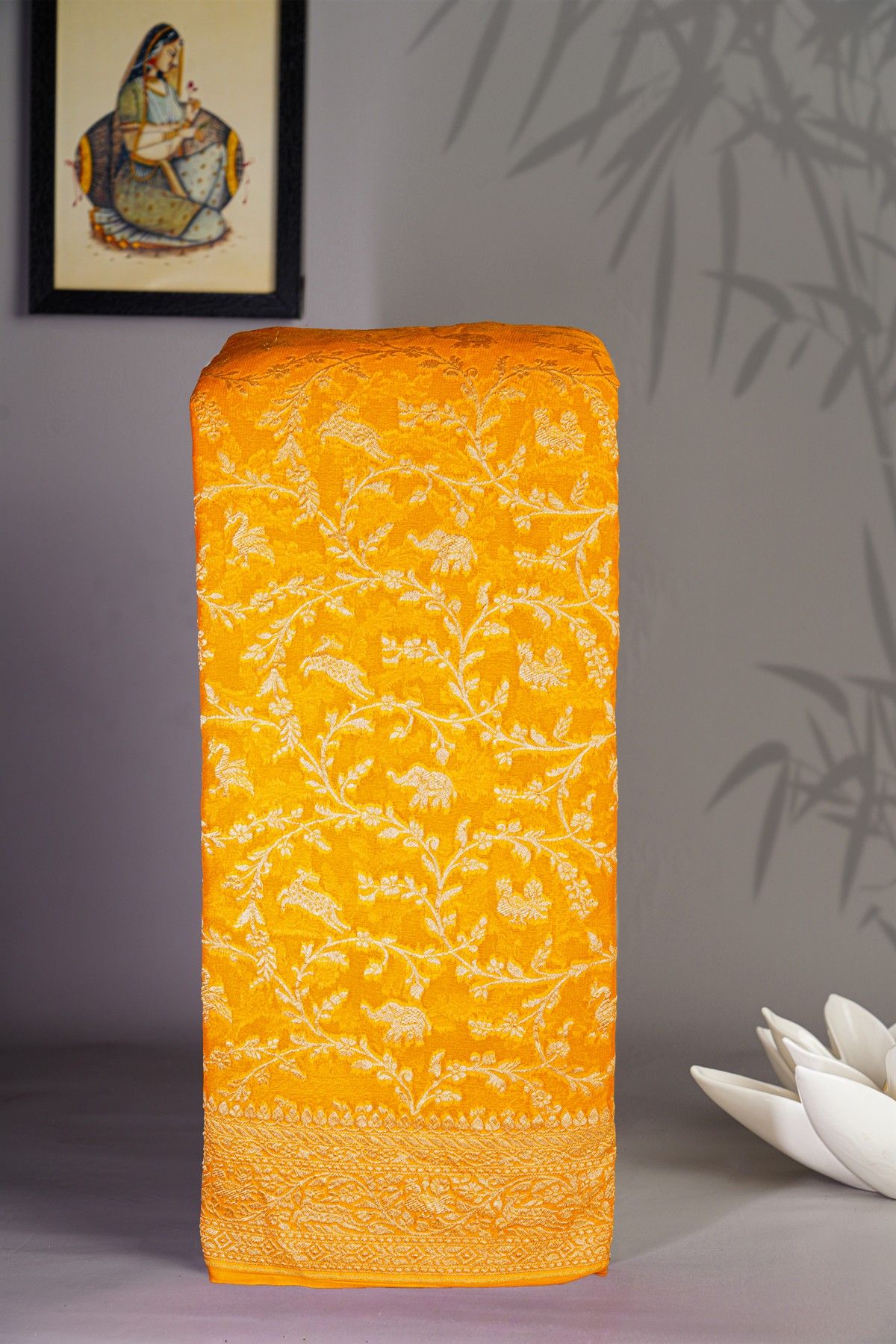 Banarasi Georgette Mustard Saree