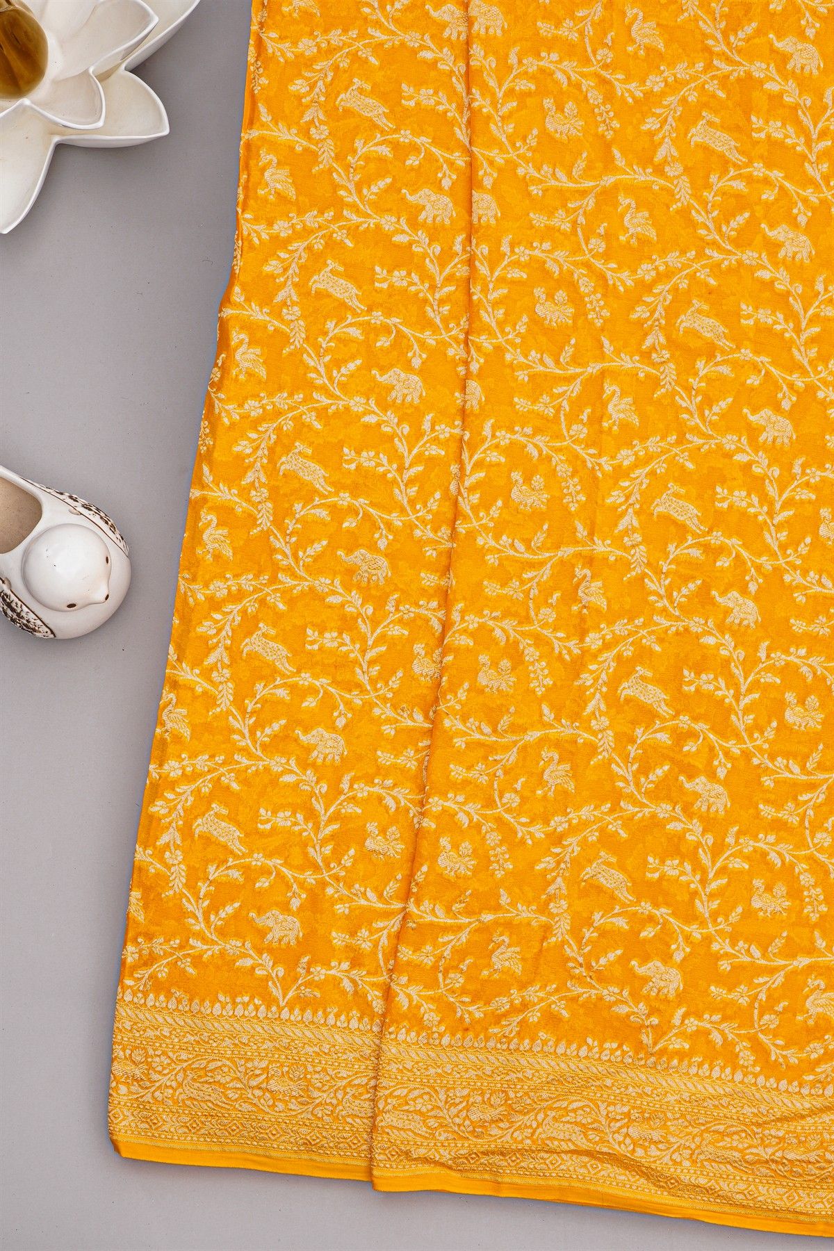 Banarasi Georgette Mustard Saree