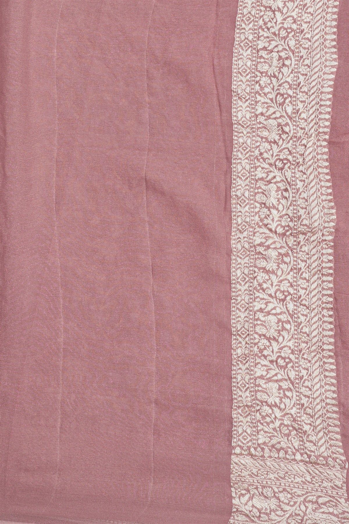 Banarasi Georgette Mauve Saree With Animals And Birds Border