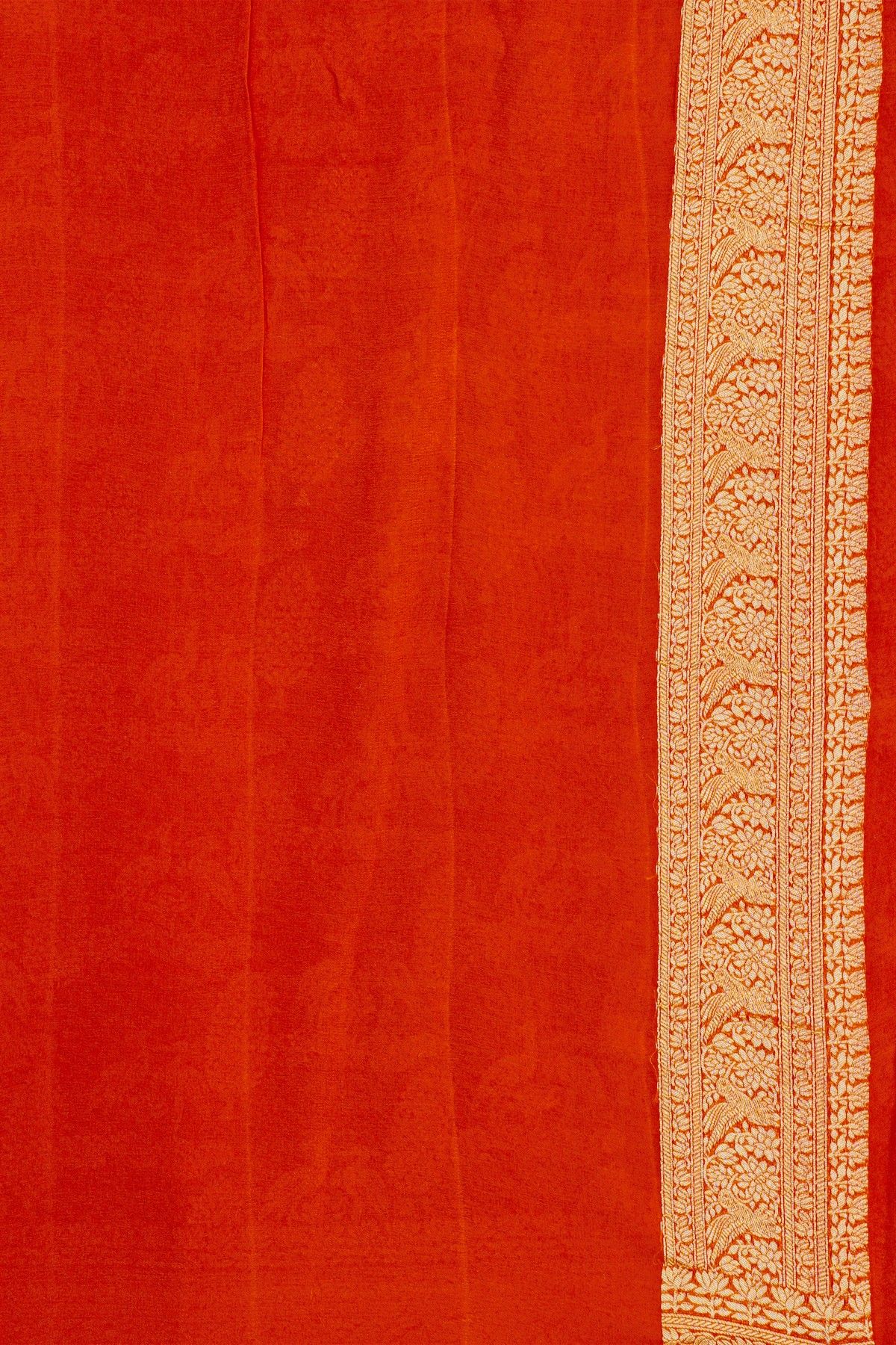 Banarasi Kaddi Georgette Pink Saree With Florals And Swans Body