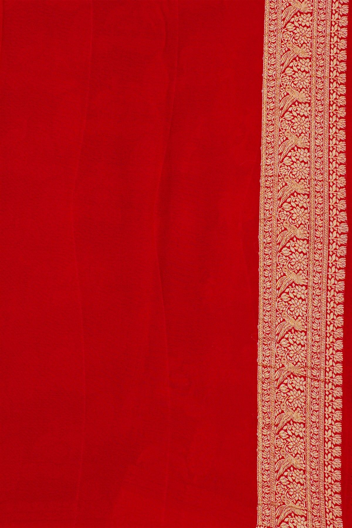 Banarasi Georgette Dark Wine Colour Saree With Contrast Red Border