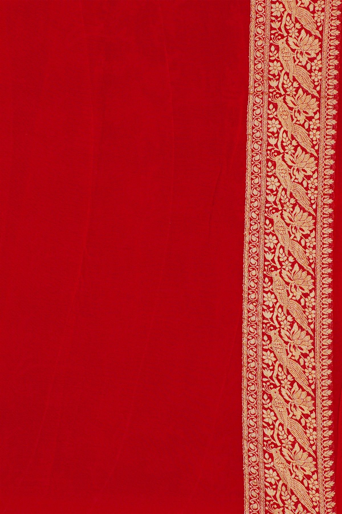 Banarasi Kaddi Georgette Violet Saree With Contrast Red Border