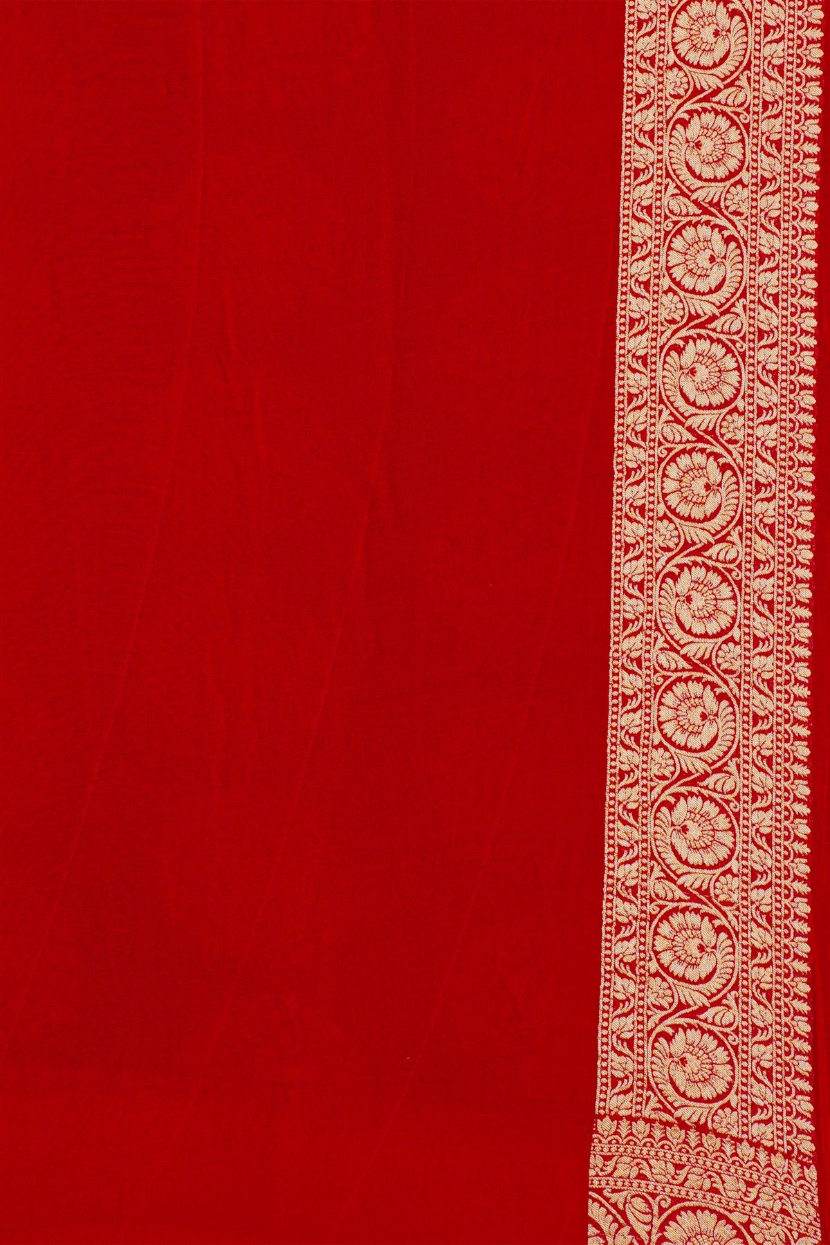 Banarasi Georgette Wine Saree With Florals And Cow Buttis Body