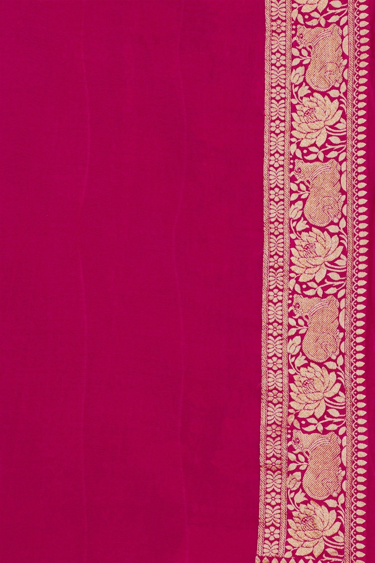 Banarasi Kaddi Georgette Mehendi Green Saree With Florals And Cows Body