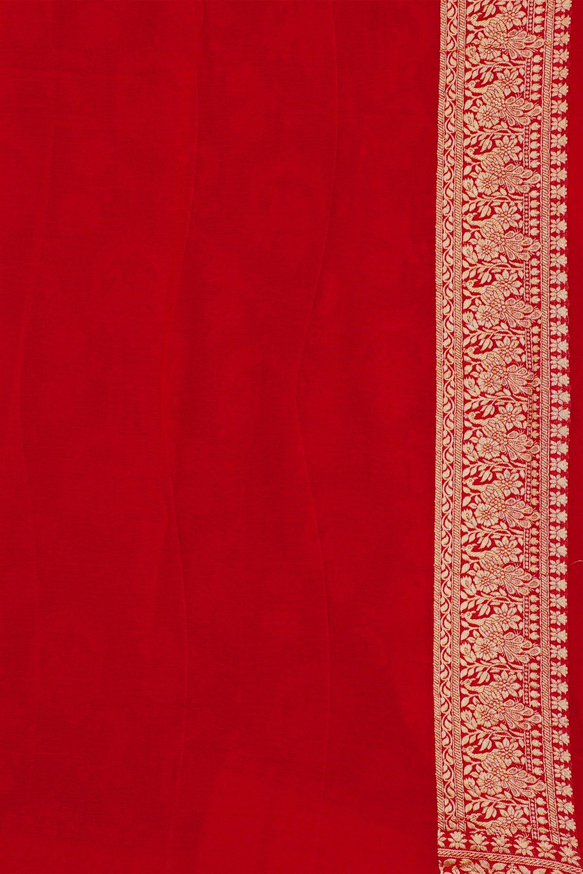 Banarasi Georgette Violet Saree With Florals And Leaves Jaal With Peacocks Body