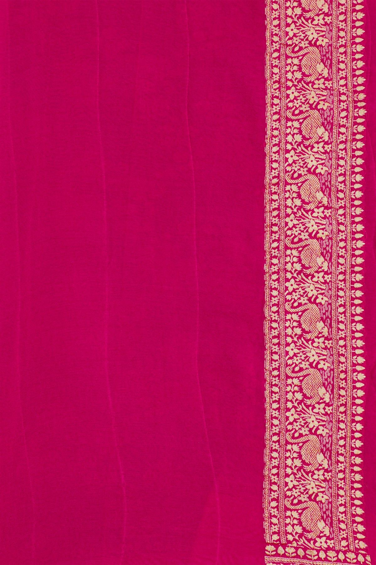 Banarasi Kaddi Georgette Royal Blue Saree With Florals And Swans Border