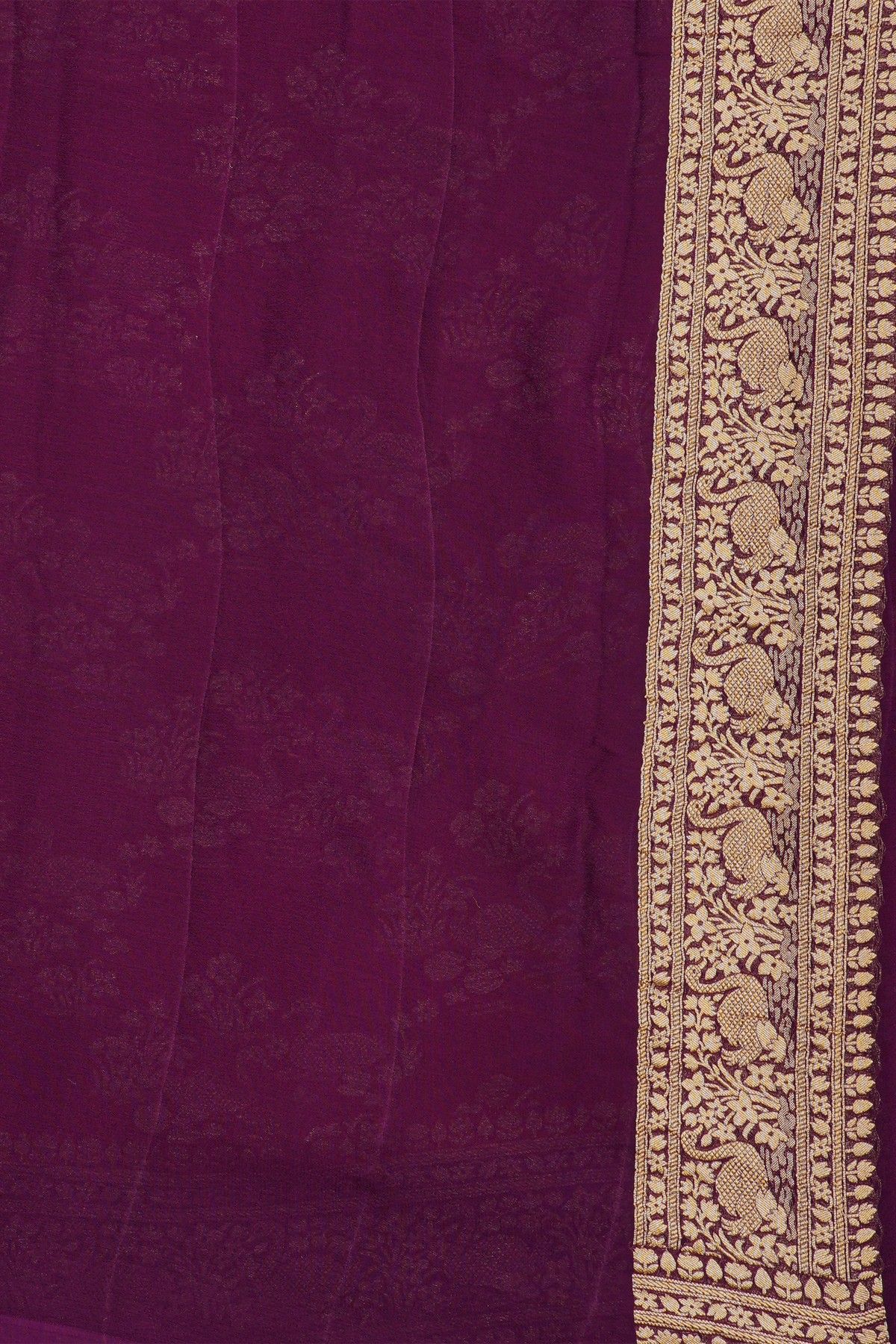 Banarasi Kaddi Georgette Orange Saree With Florals And Swans Border