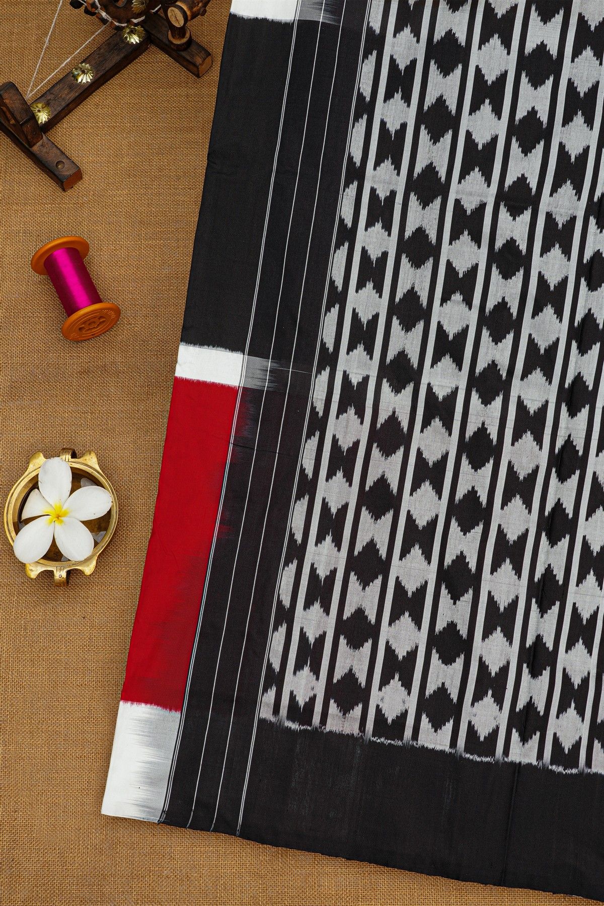 Ikat Silk Multi-Colour Saree With Multi Colour Lines Body