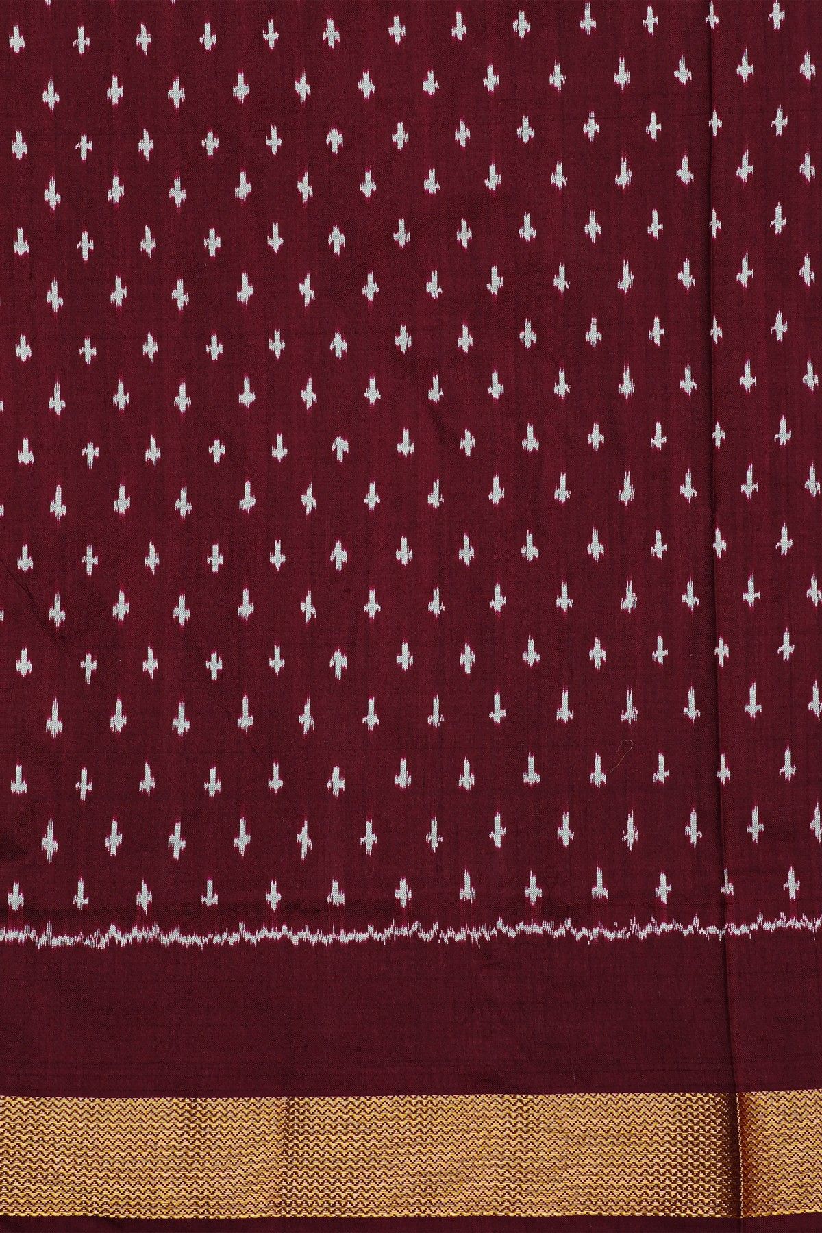Ikat Silk Maroon Saree With Deer Buttis Body