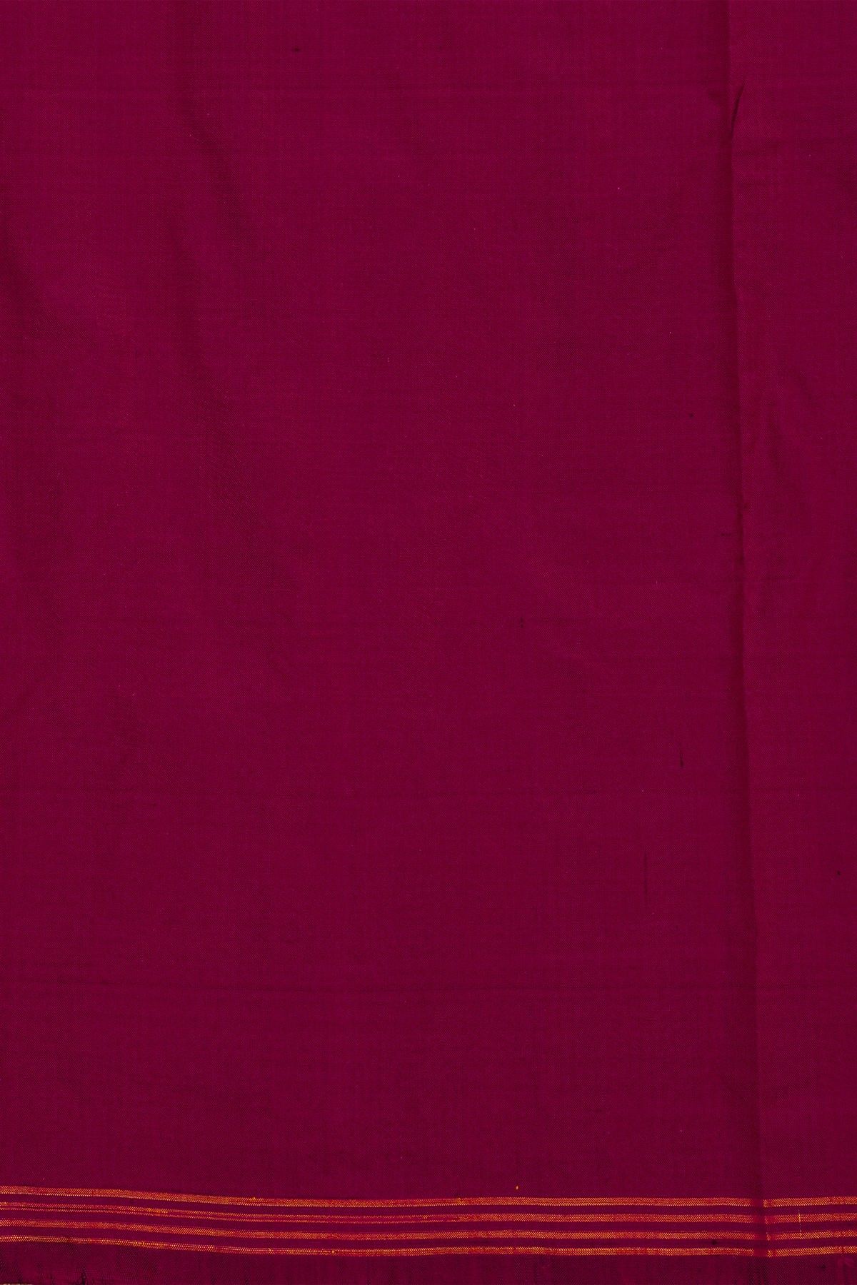 Ikat Silk Magenta Saree With Florals And Pichwai Cows Body