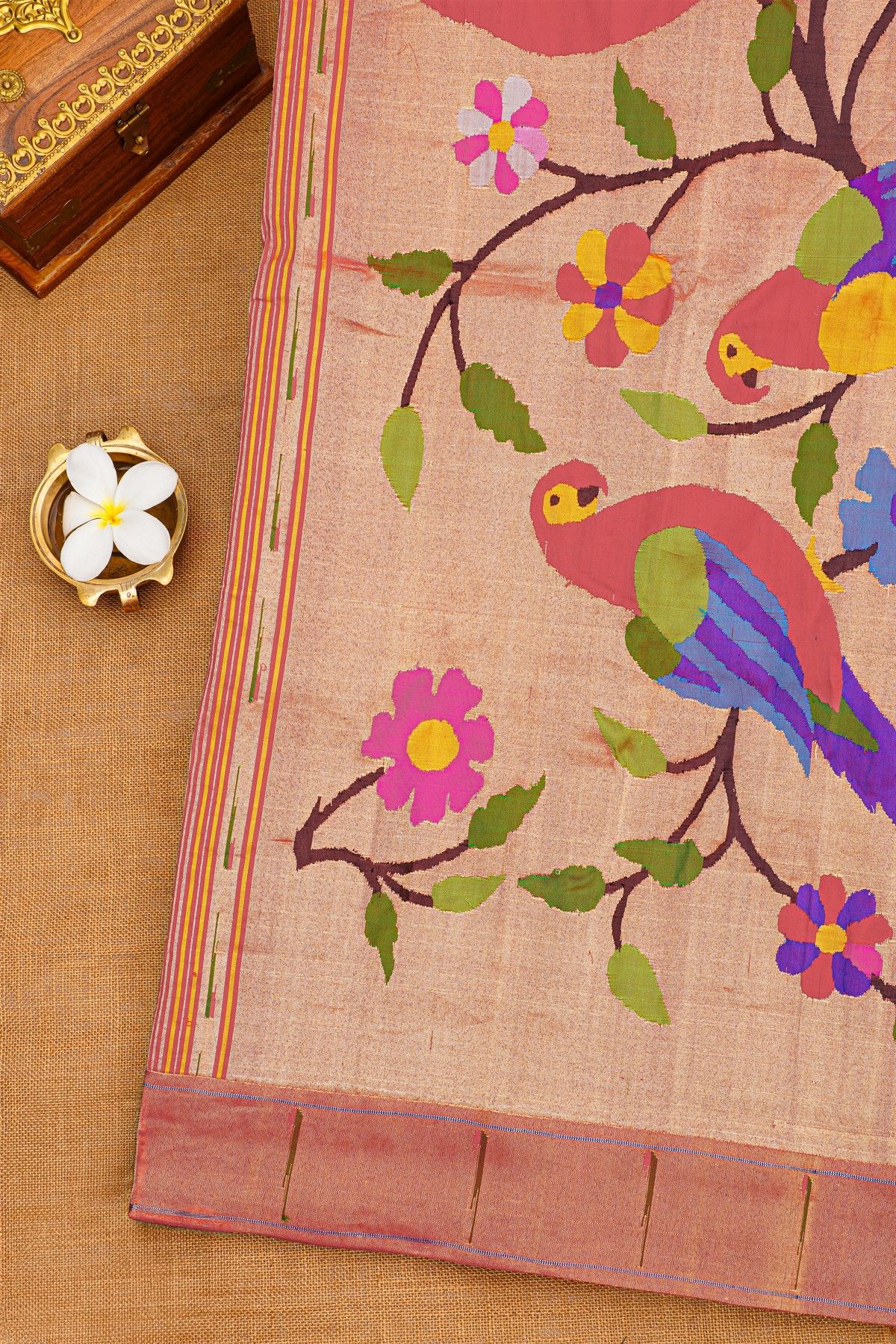 Fusion Banarasi Silk Jamdani Weaving Maroon Saree With Shadow Work