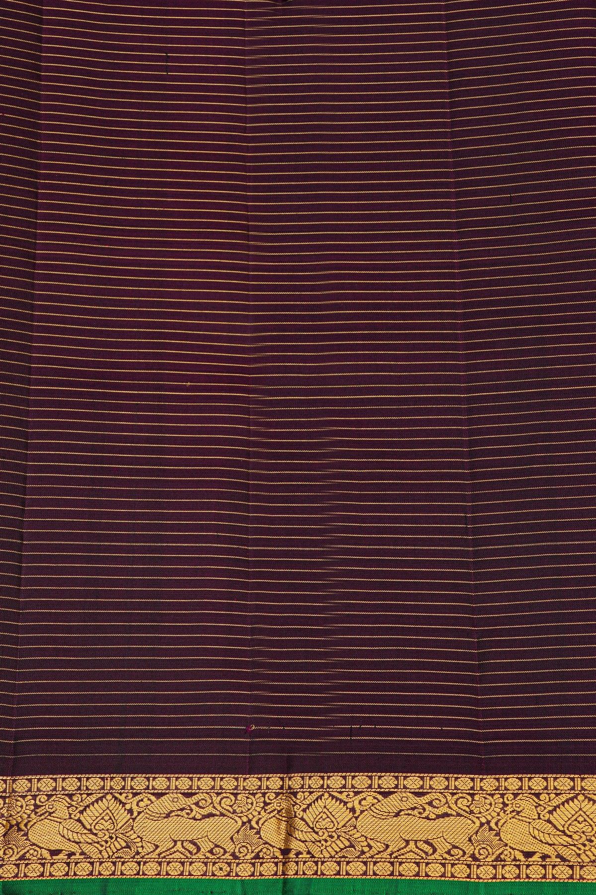 Coimbatore Silk Dark Wine Saree With Peacocks And Yallis Border
