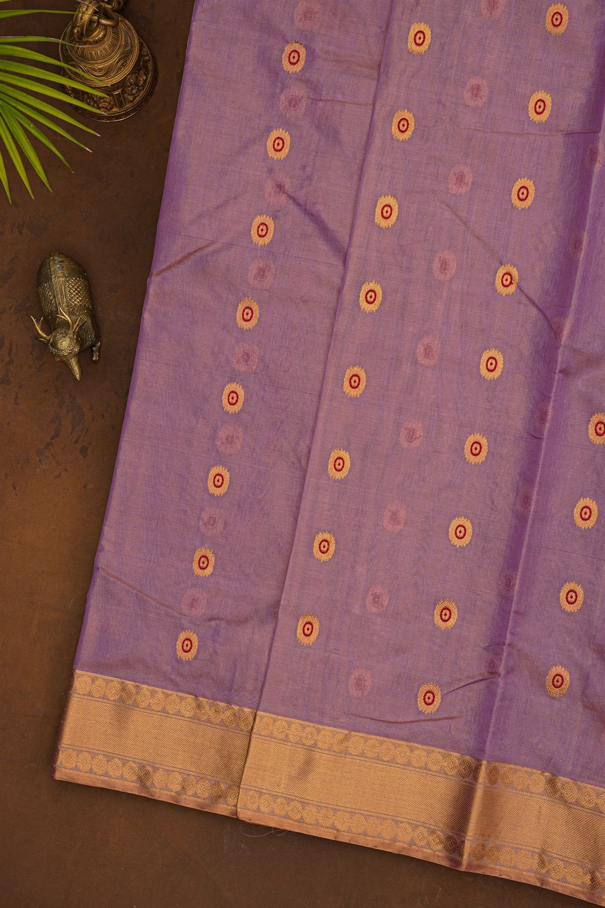 Chanderi Silk Lavender Saree With Meenakari Zari Buttis