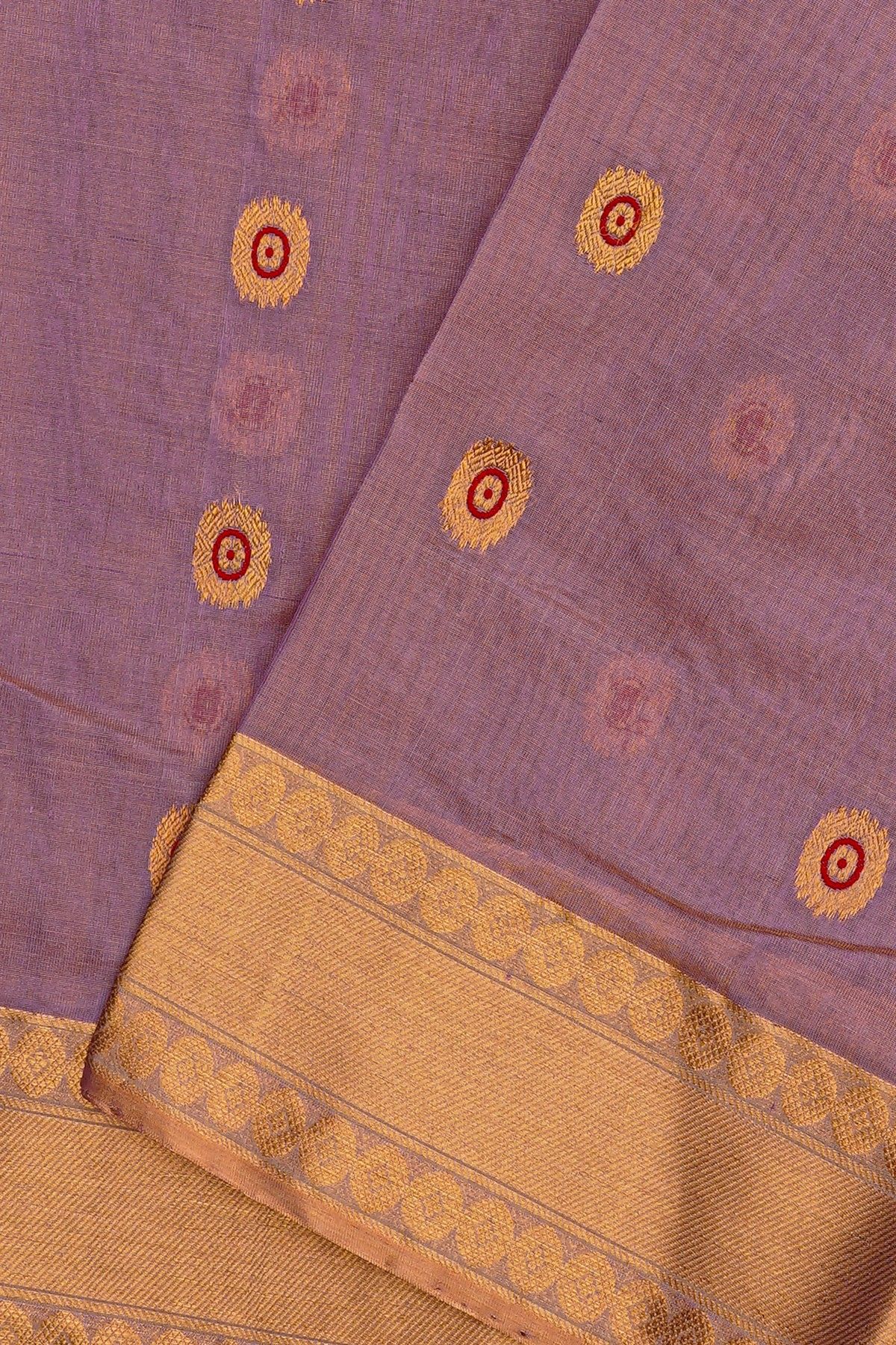 Chanderi Silk Lavender Saree With Meenakari Zari Buttis
